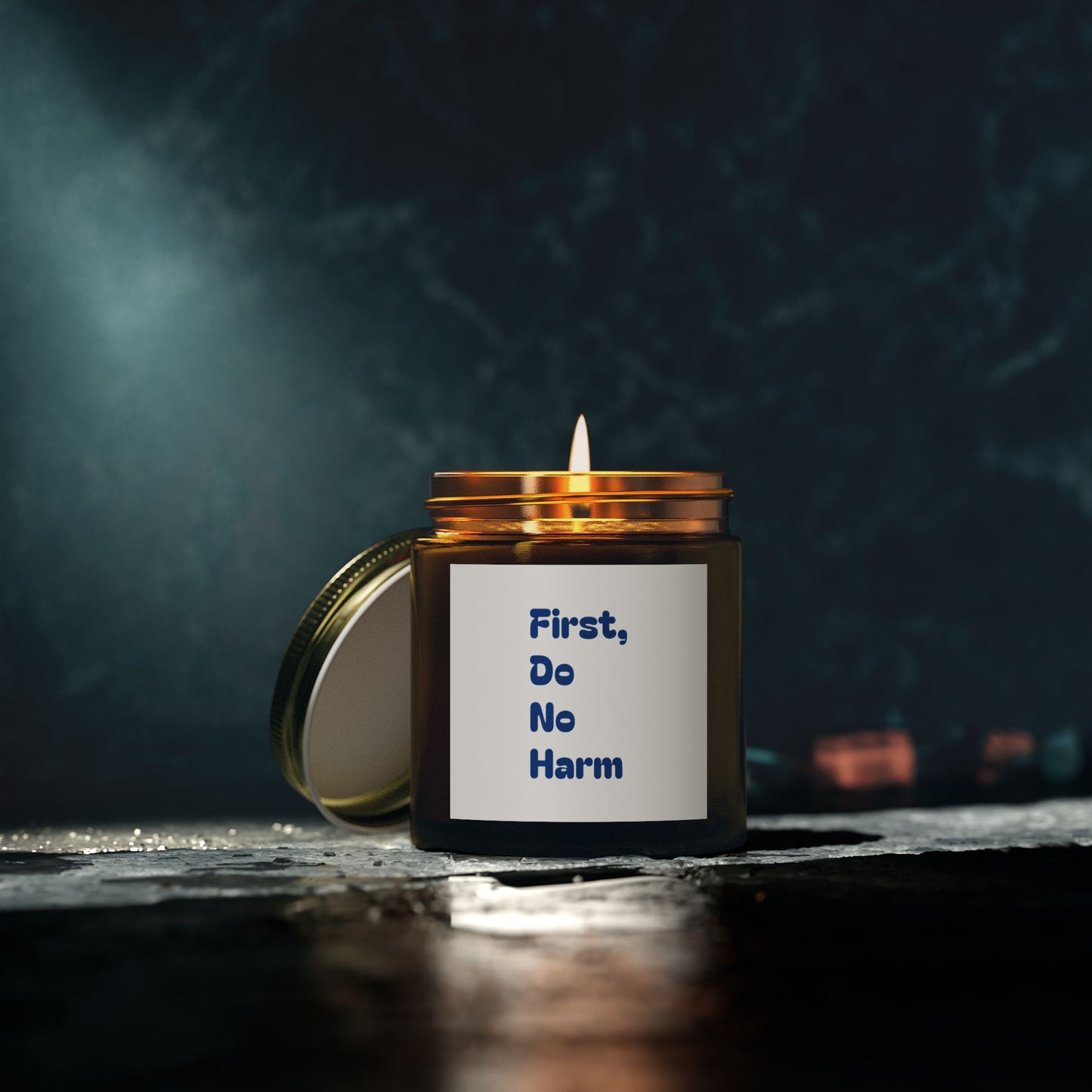 First Do No Harm Dark Blue Scented Candles, Coconut Apricot Wax (4oz, 9oz)