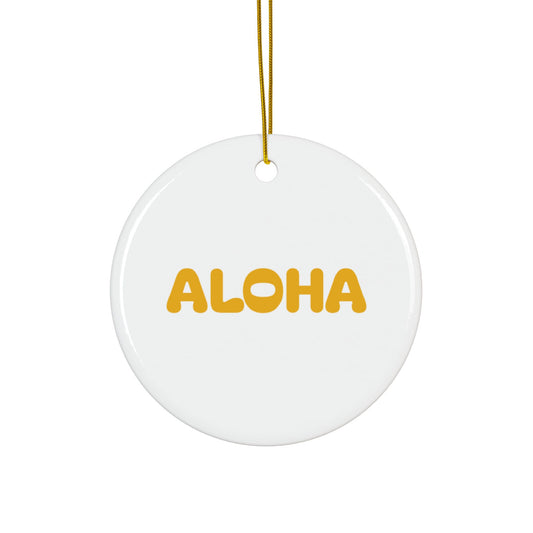 Aloha Yellow Decorative Ceramic Ornaments, Double-Sided (1pc, 3pcs, 5pcs, 10pcs)