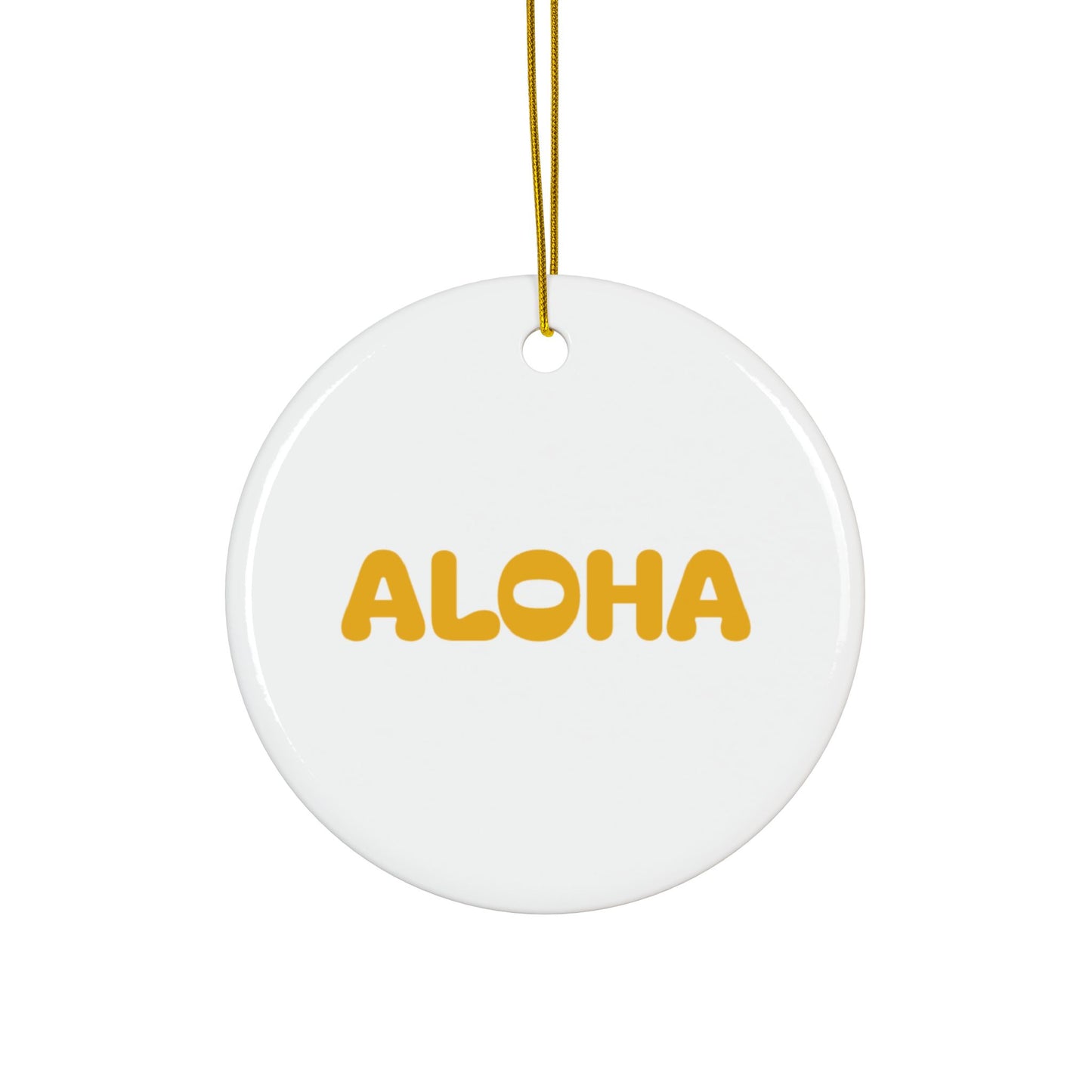 Aloha Yellow Decorative Ceramic Ornaments, Double-Sided (1pc, 3pcs, 5pcs, 10pcs)