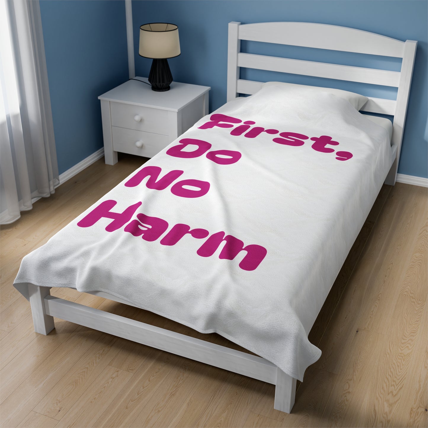 First Do No Harm Pink Velveteen Plush Blanket