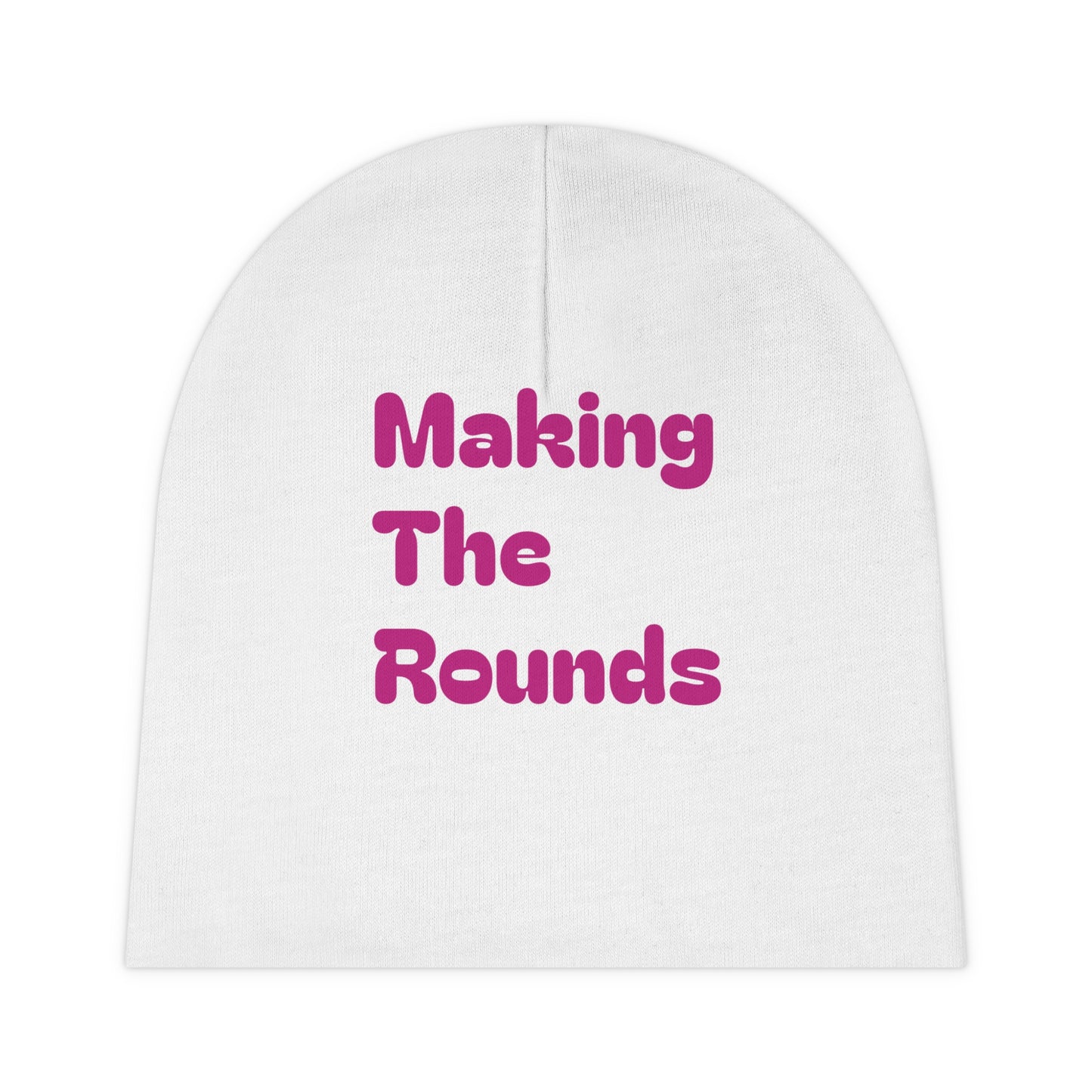 Making The Rounds Pink Baby Beanie (AOP)