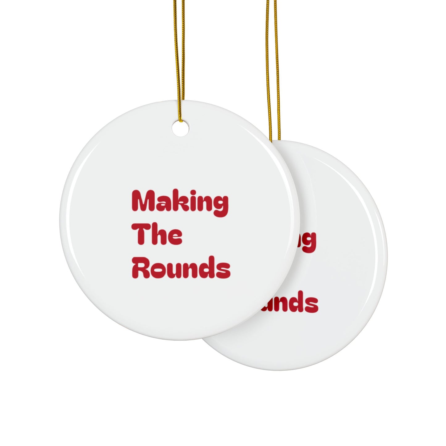 Making The Rounds Red Ceramic Ornaments, 2-Side Print, (1pc, 3pcs, 5pcs, 10pcs)