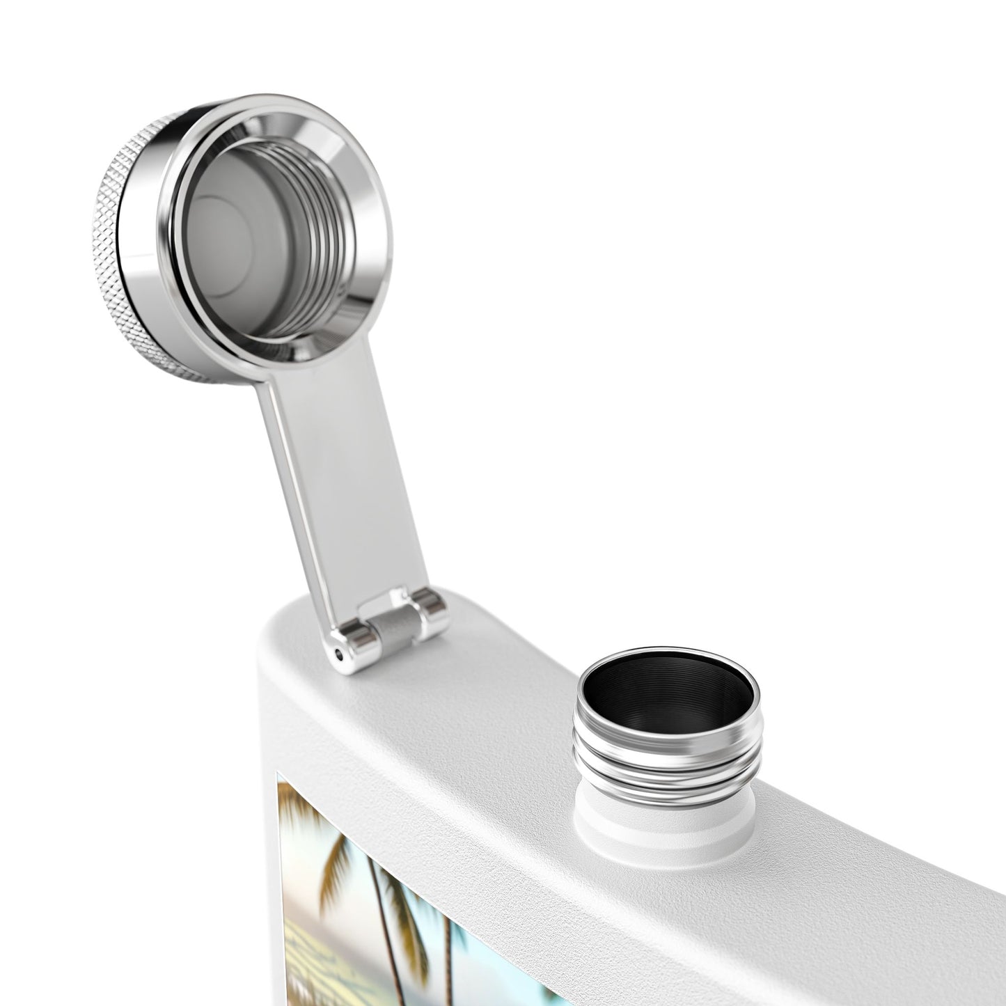 6oz Stainless Steel Flask — Tropical Beach Walk Design