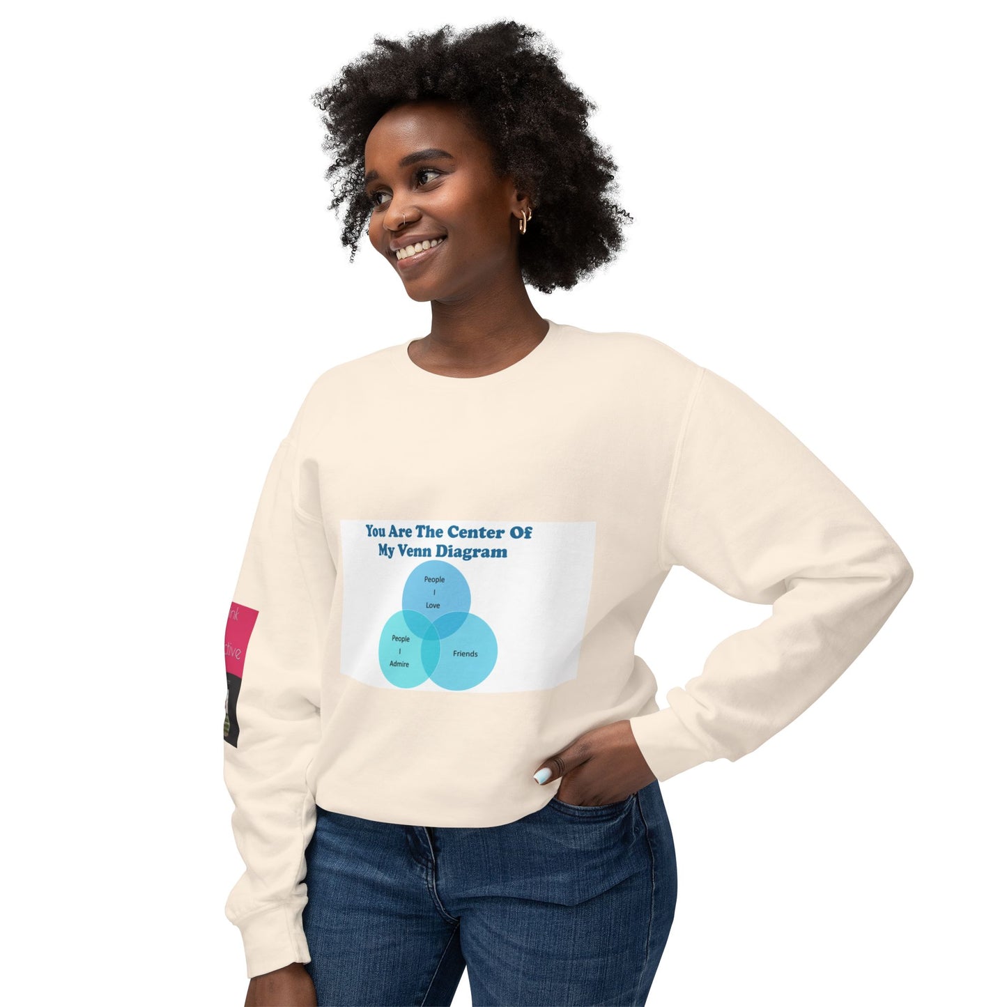 You Are The Center Of My Venn Diagram Blue Unisex Lightweight Crewneck Sweatshirt