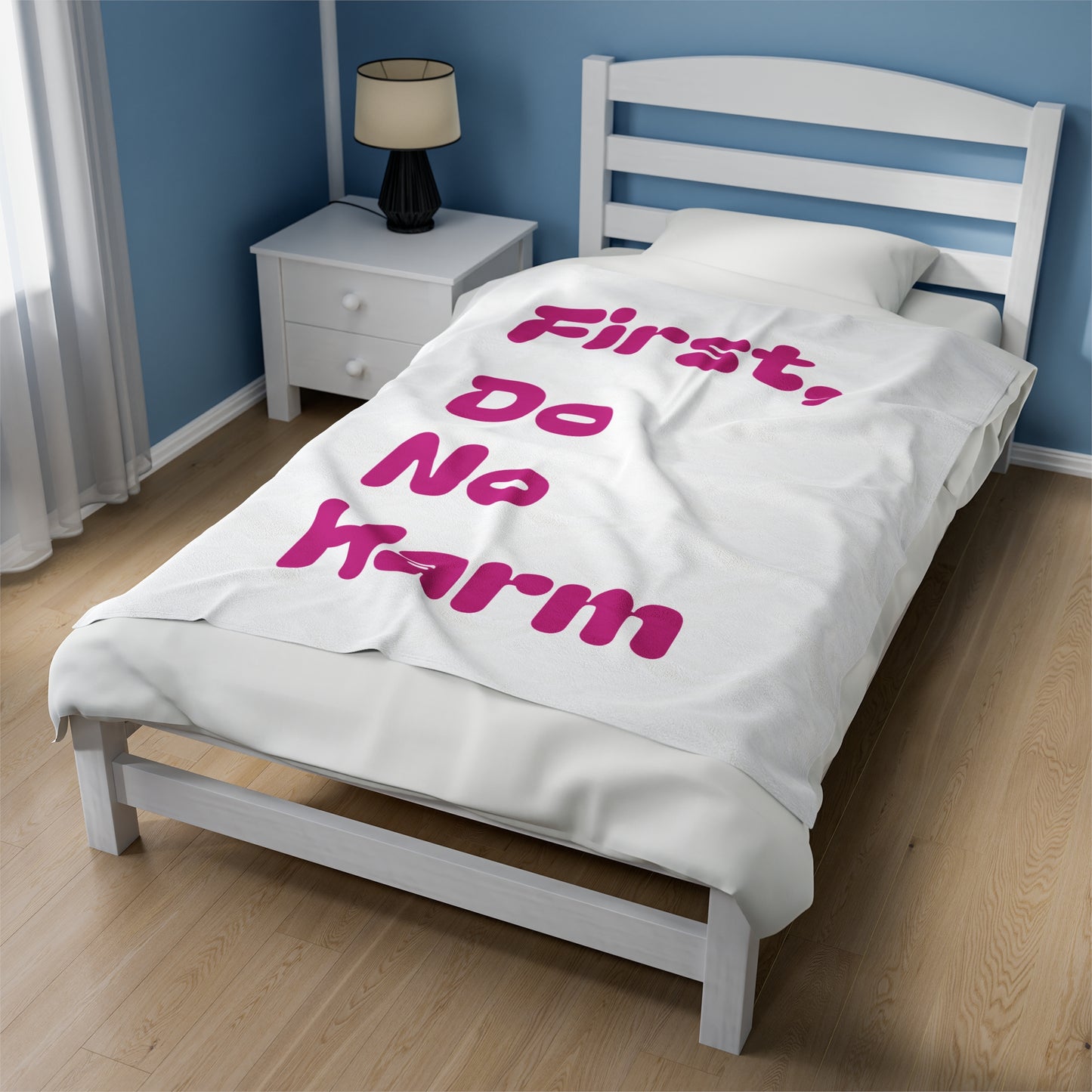 First Do No Harm Pink Velveteen Plush Blanket