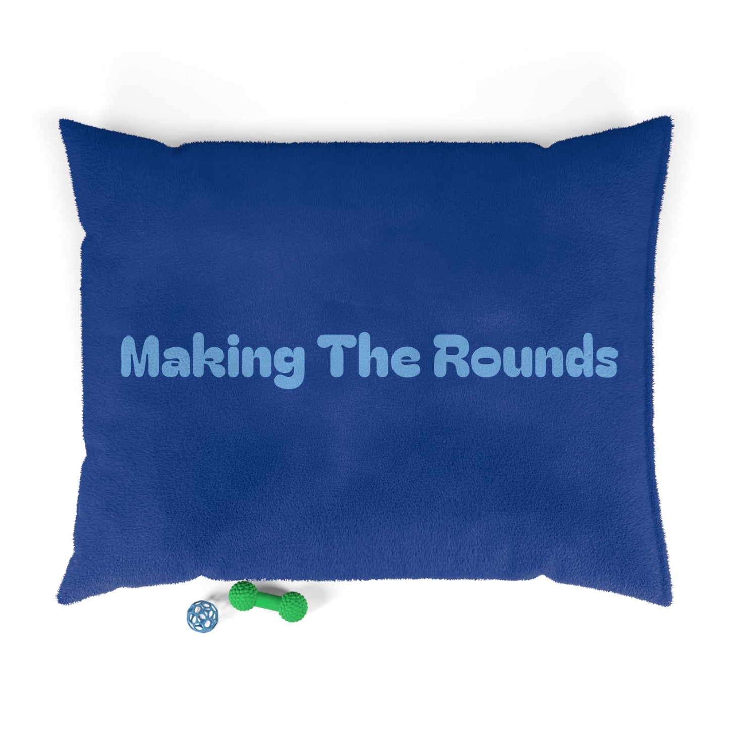 Making The Rounds Dark Blue with Light Blue Pet Bed