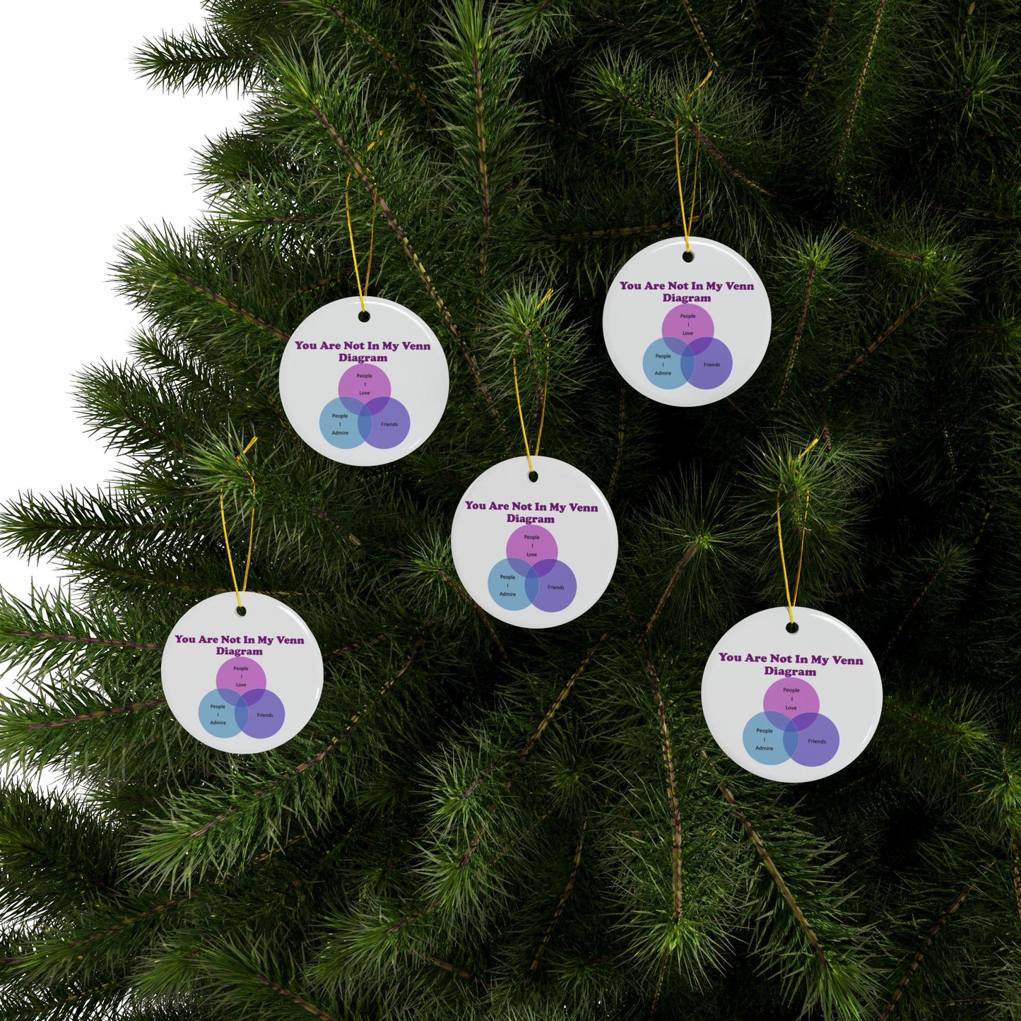 You Are Not In My Venn Diagram Blue / Purple Ceramic Ornaments, 2-Side Print, (1pc, 3pcs, 5pcs, 10pcs)
