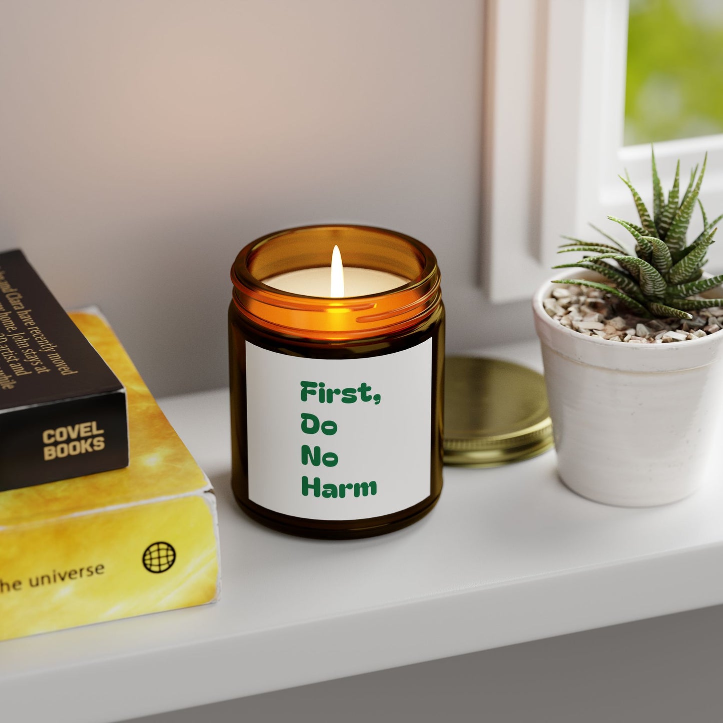 First Do No Harm Green Scented Candles, Coconut Apricot Wax (4oz, 9oz)