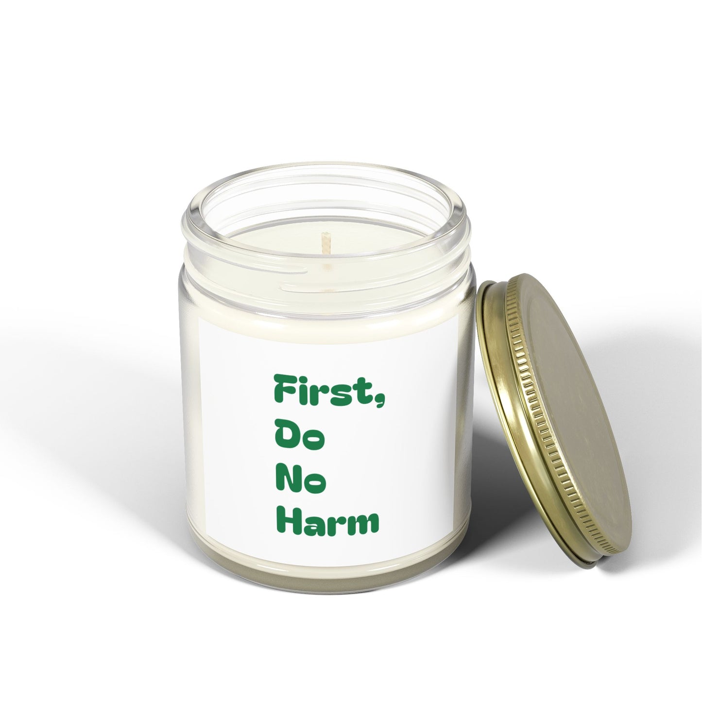 First Do No Harm Green Scented Candles, Coconut Apricot Wax (4oz, 9oz)