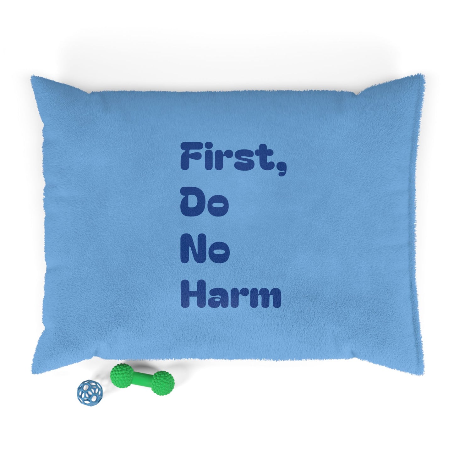 First, Do No Harm Light Blue with Dark Blue Pet Bed