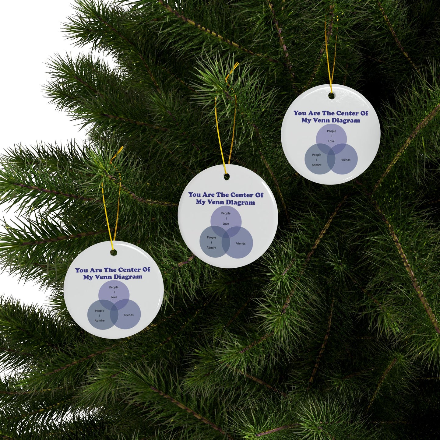 You Are The Center Of My Venn Diagram Purple Ceramic Ornaments, 2-Side Print, (1pc, 3pcs, 5pcs, 10pcs)