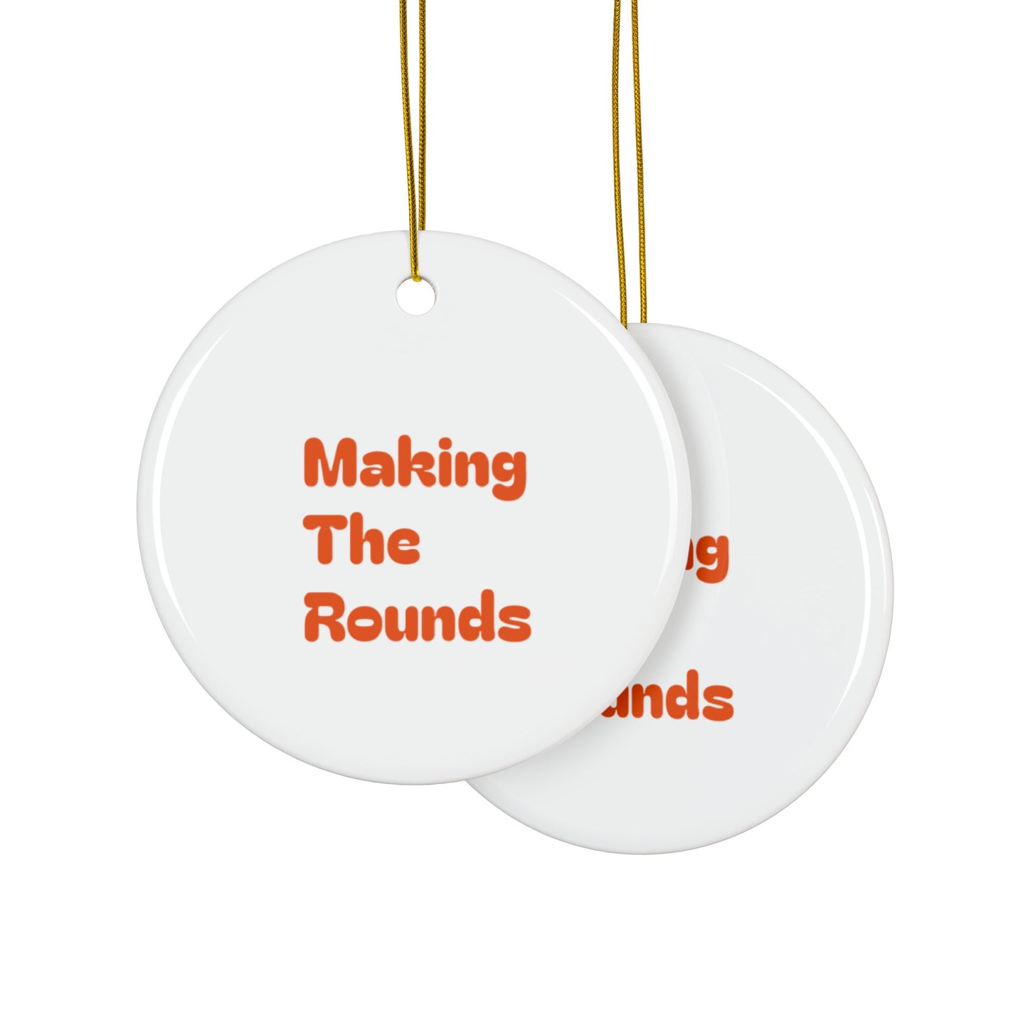 Making The Rounds Orange Ceramic Ornaments, 2-Side Print, (1pc, 3pcs, 5pcs, 10pcs)