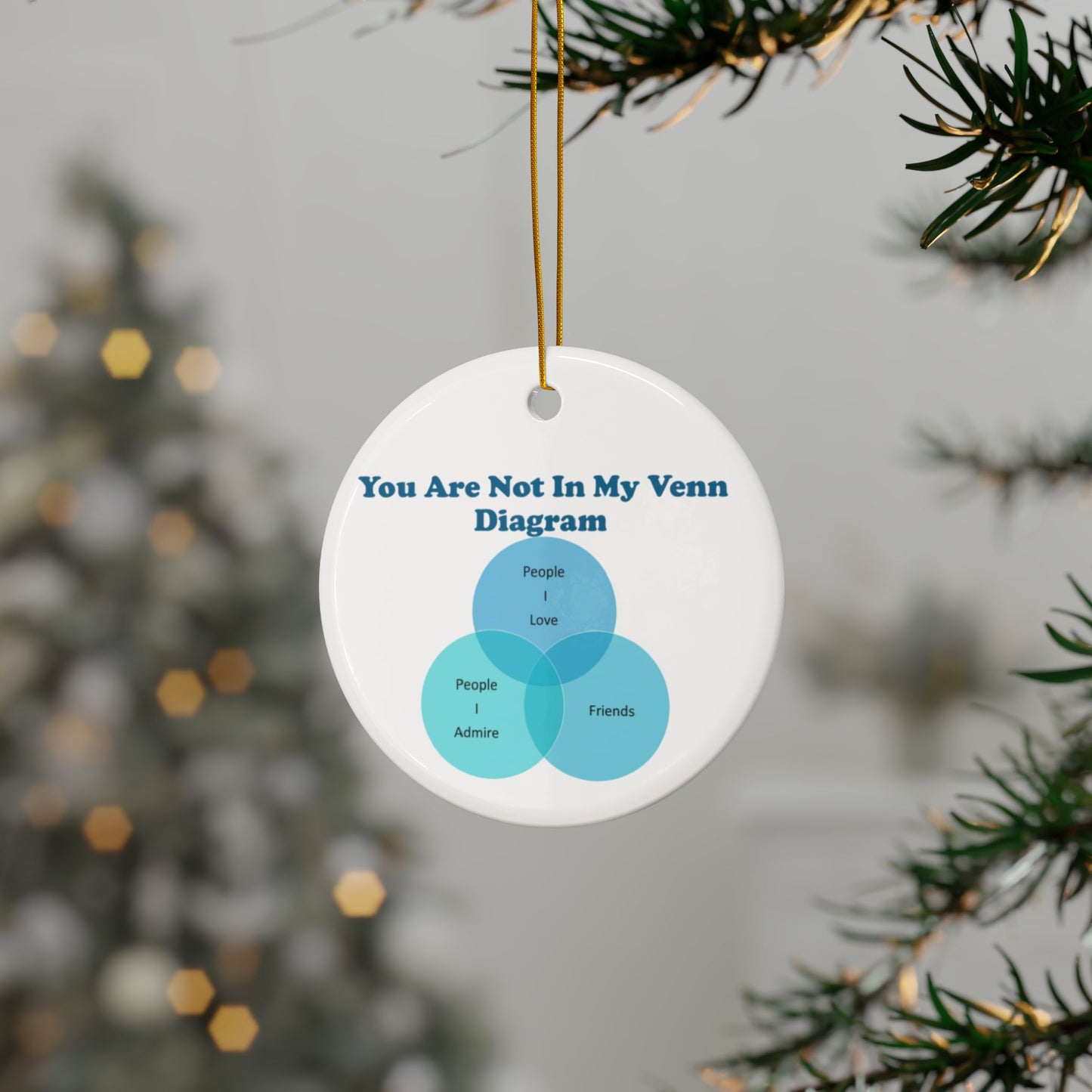 You Are Not In My Venn Diagram Blue Ceramic Ornaments, 2-Side Print, (1pc, 3pcs, 5pcs, 10pcs)