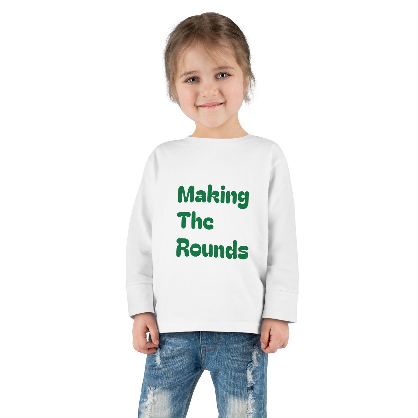 Making The Rounds Green Toddler Long Sleeve Tee