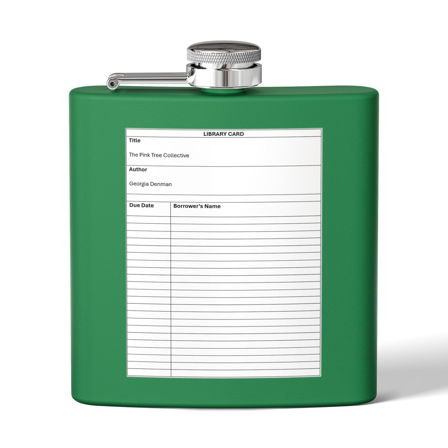 Library Card Stainless Steel Flask — 6oz Novelty Bookish Hip Flask