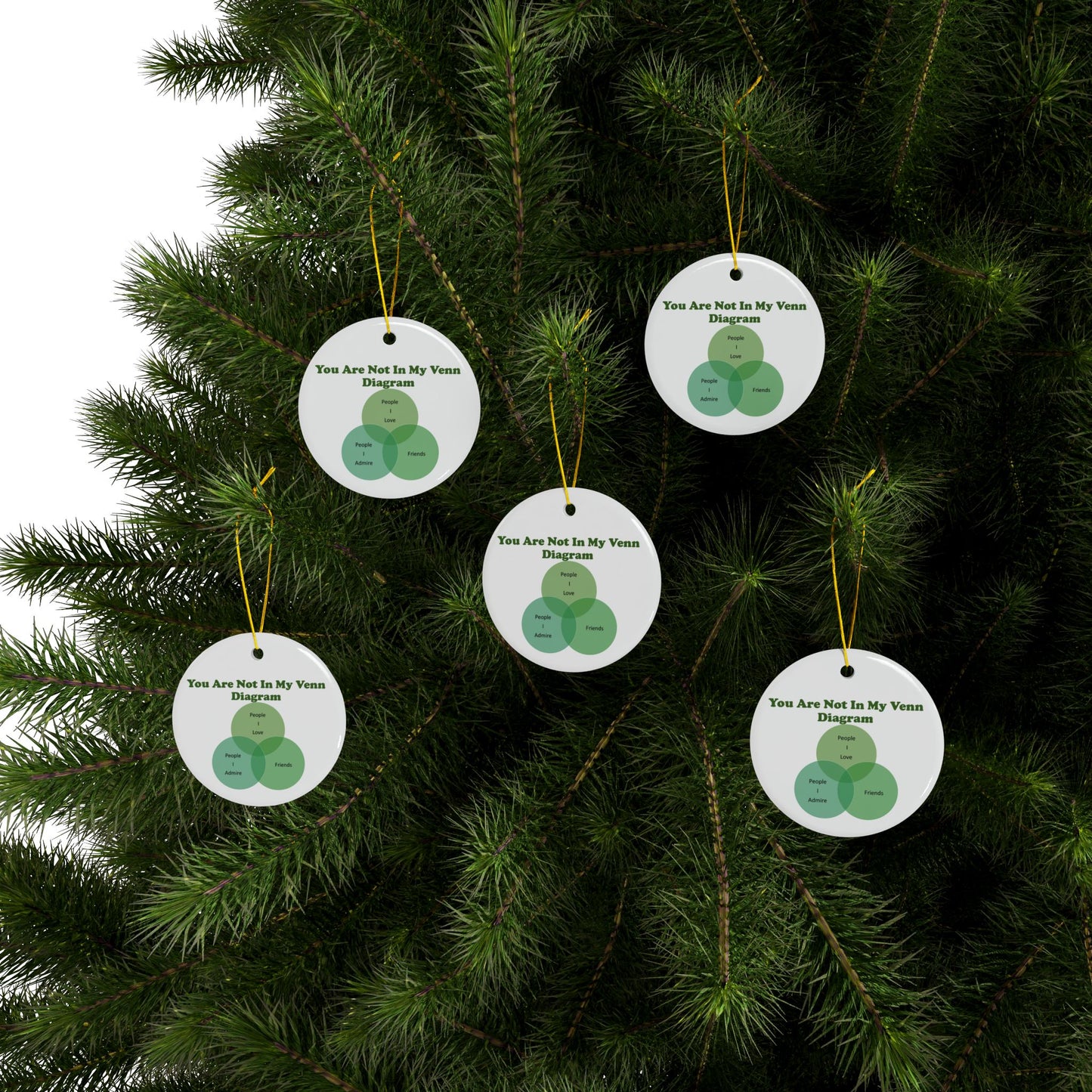 You Are Not In My Venn Diagram Green Ceramic Ornaments, 2-Side Print, (1pc, 3pcs, 5pcs, 10pcs)