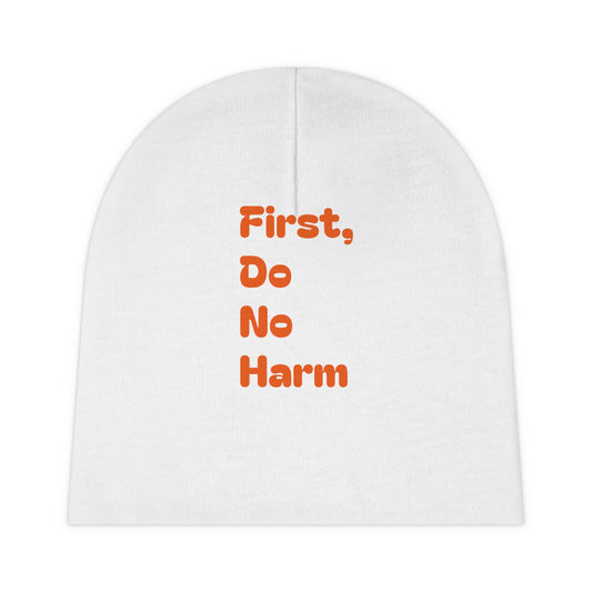 First Do No Harm Orange Baby Beanie (AOP)