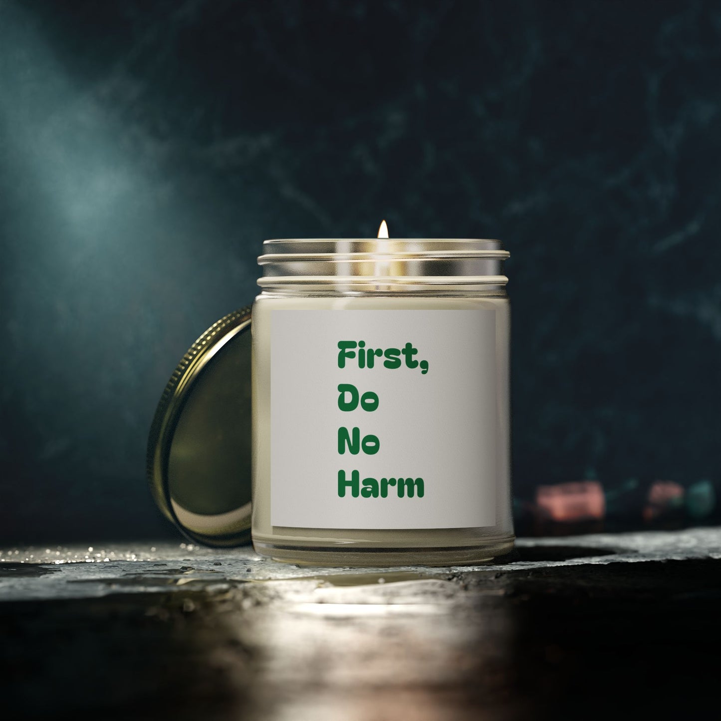 First Do No Harm Green Scented Candles, Coconut Apricot Wax (4oz, 9oz)
