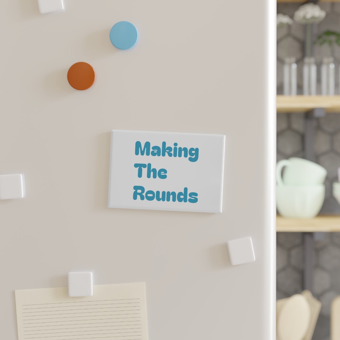 Making The Rounds Blue Button Magnet, Rectangle (1 & 10 pcs)