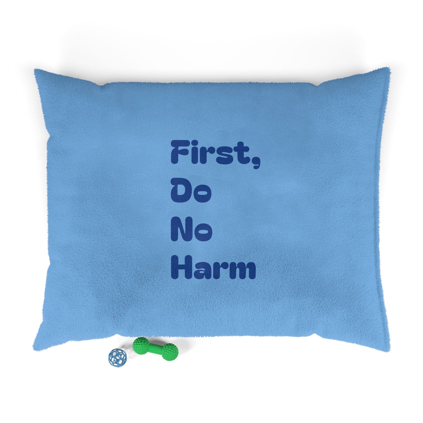 First, Do No Harm Light Blue with Dark Blue Pet Bed