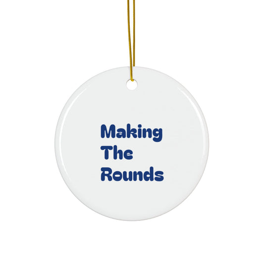 Making The Rounds Dark Blue Ceramic Ornaments, 2-Side Print, (1pc, 3pcs, 5pcs, 10pcs)