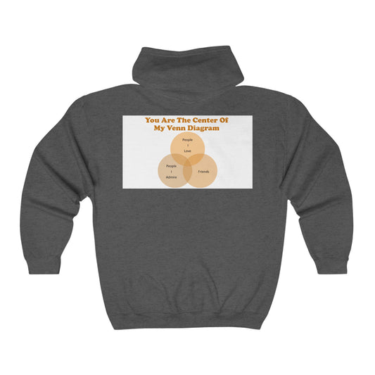 You Are The Center Of My Venn Diagram Orange Unisex Heavy Blend™ Full Zip Hooded Sweatshirt