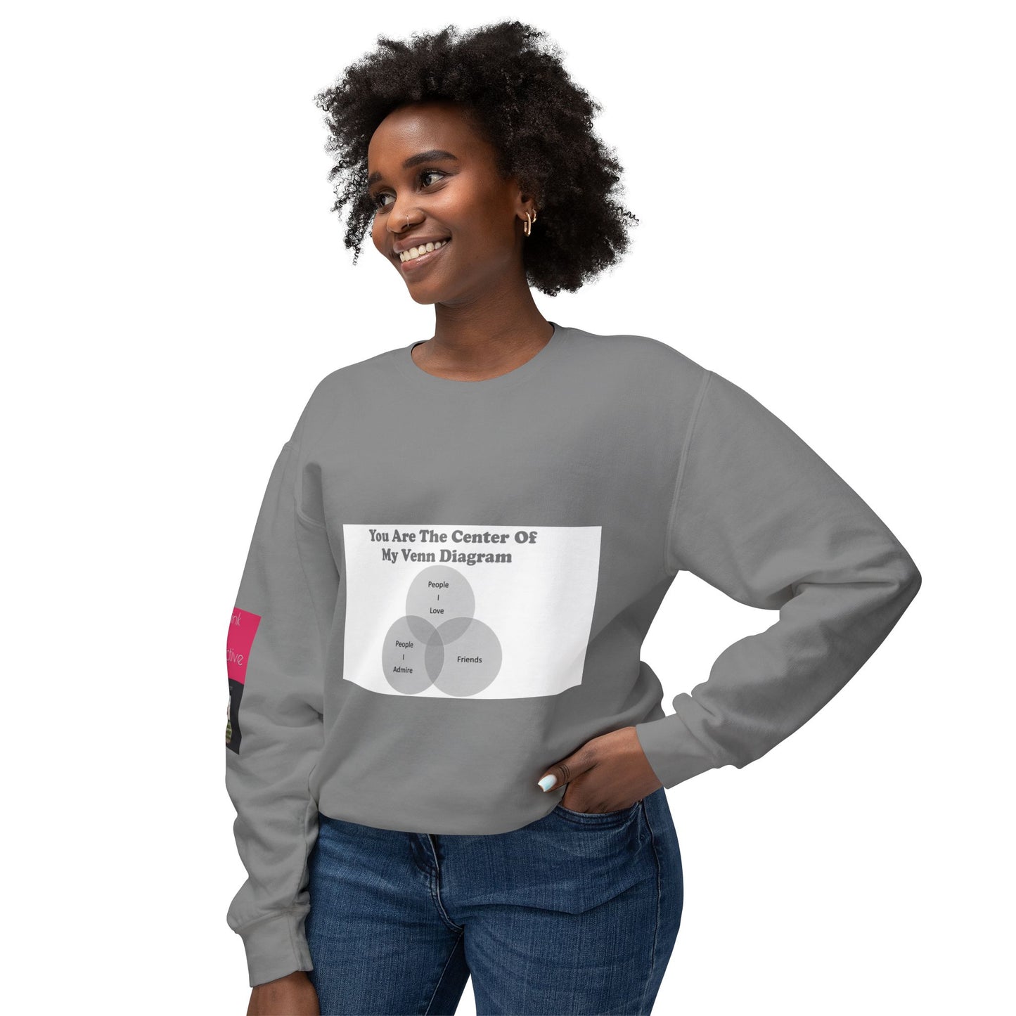 You Are The Center Of My Venn Diagram Black / Grey Unisex Lightweight Crewneck Sweatshirt