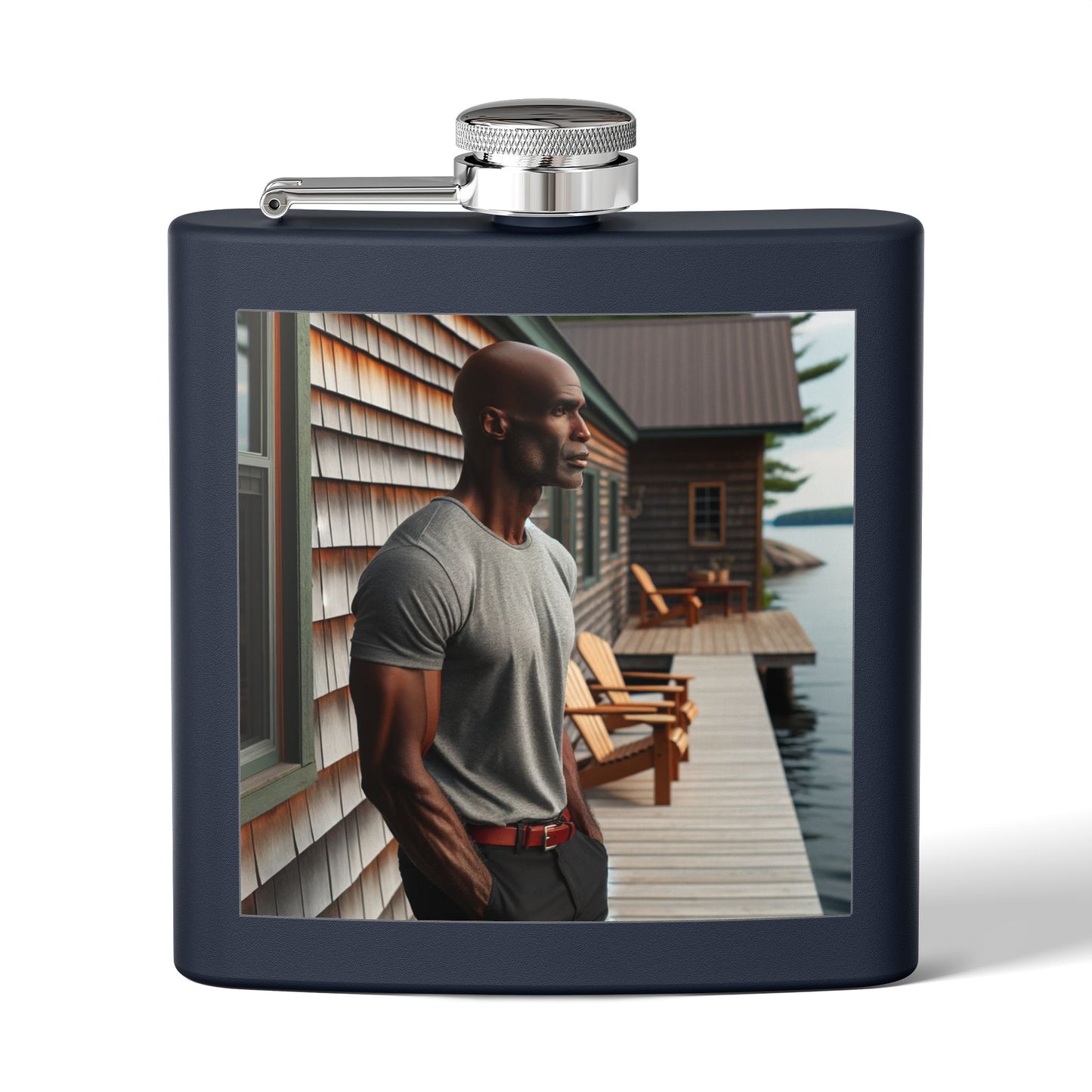 6oz Stainless Steel Flask — Lakeside Cabin Photo Design