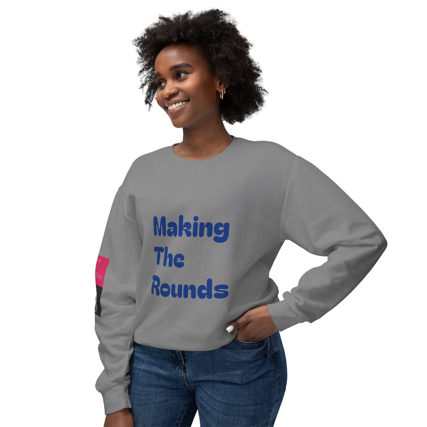 Making The Rounds Dark Blue Unisex Lightweight Crewneck Sweatshirt