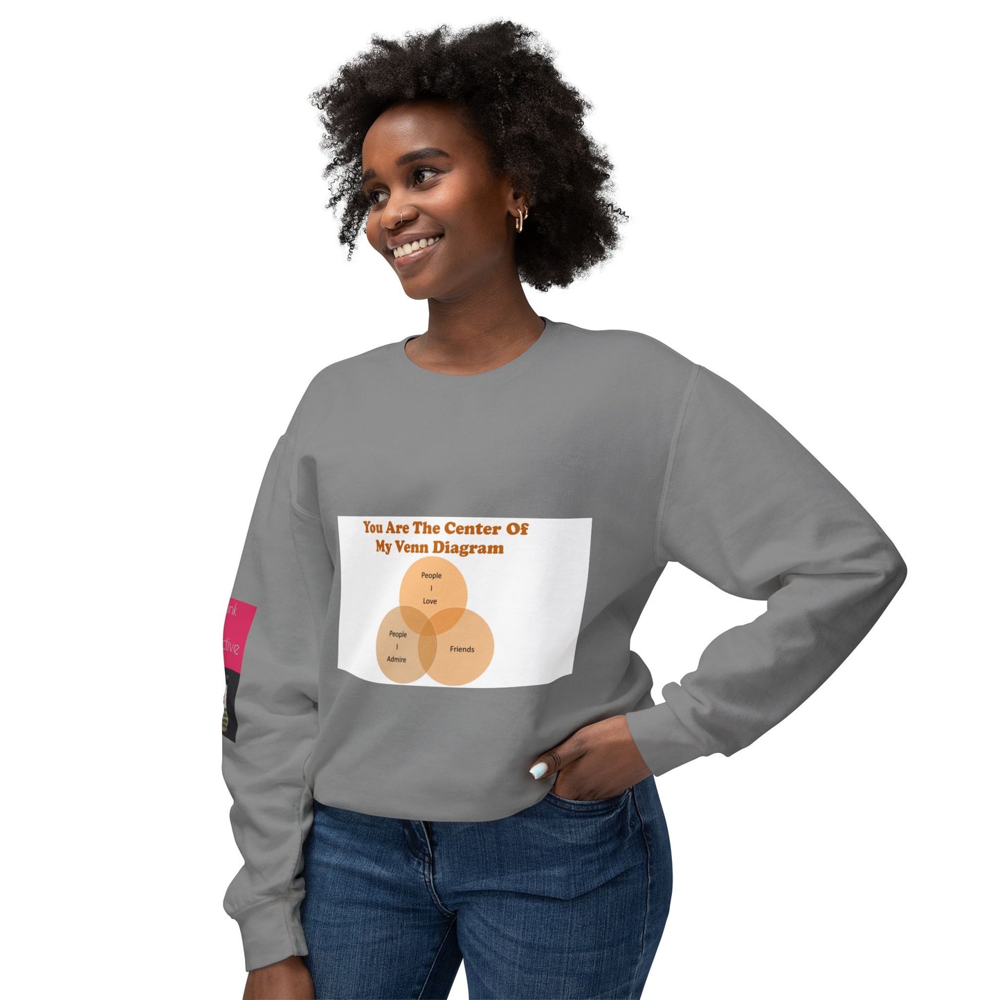 You Are The Center Of My Venn Diagram Orange Unisex Lightweight Crewneck Sweatshirt