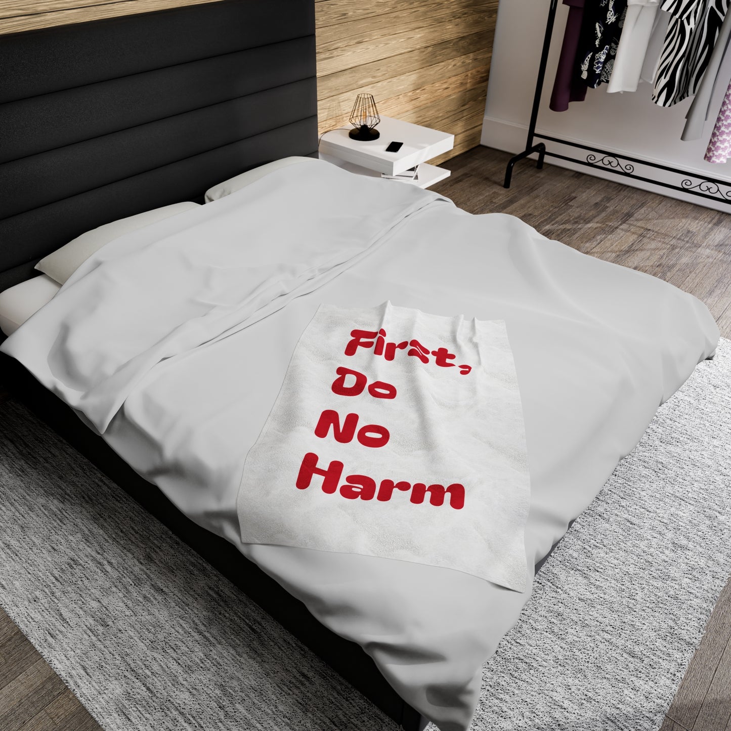 First Do No Harm Red Velveteen Plush Blanket