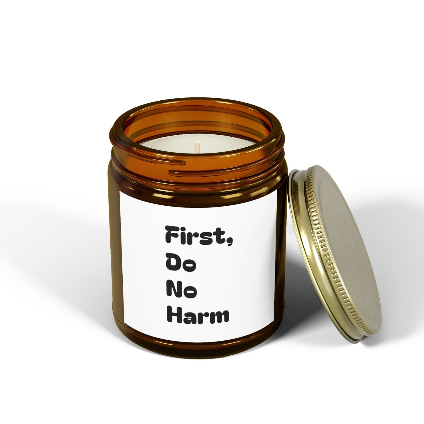 First Do No Harm black Scented Candles, Coconut Apricot Wax (4oz, 9oz)