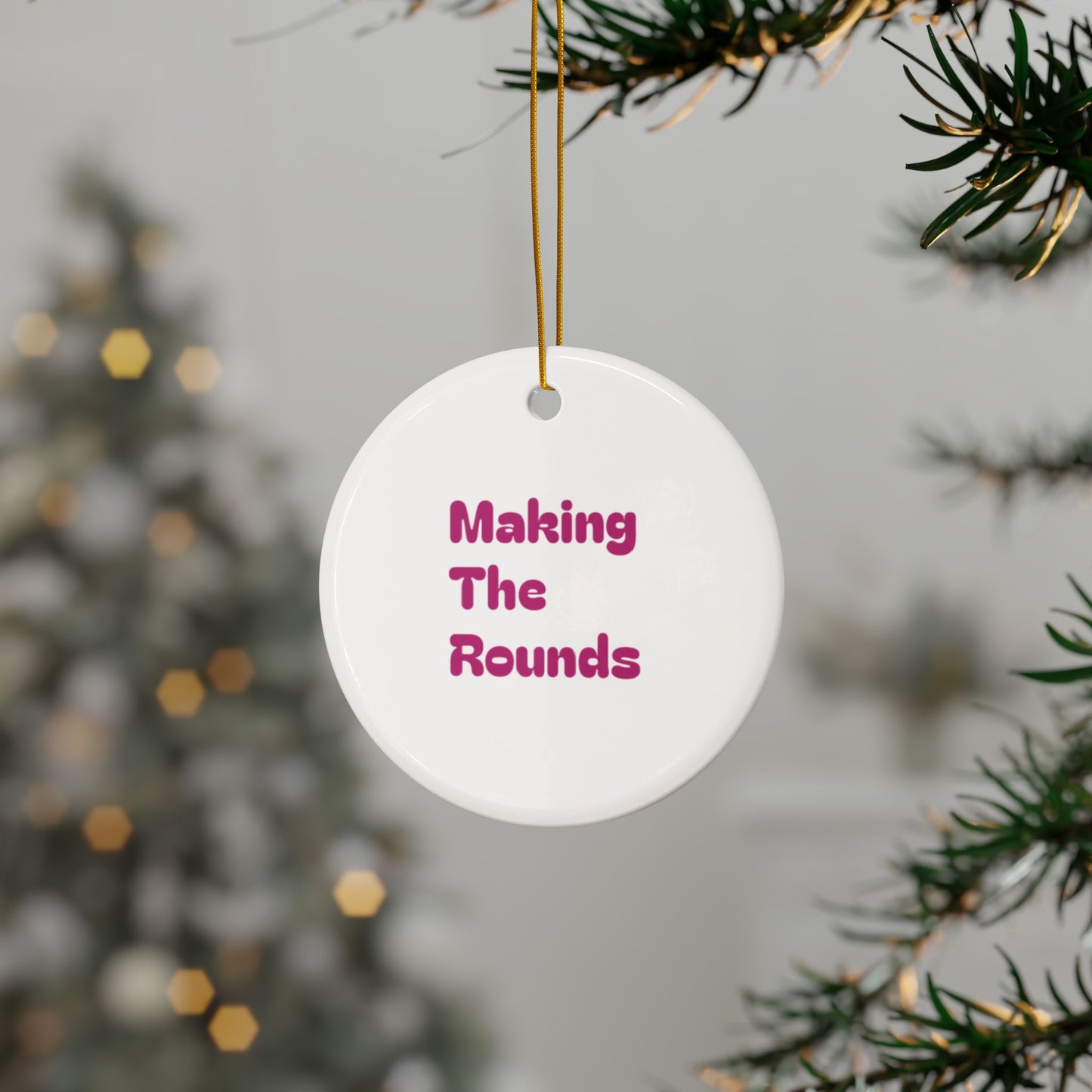 Making The Rounds Pink Ceramic Ornaments, 2-Side Print, (1pc, 3pcs, 5pcs, 10pcs)