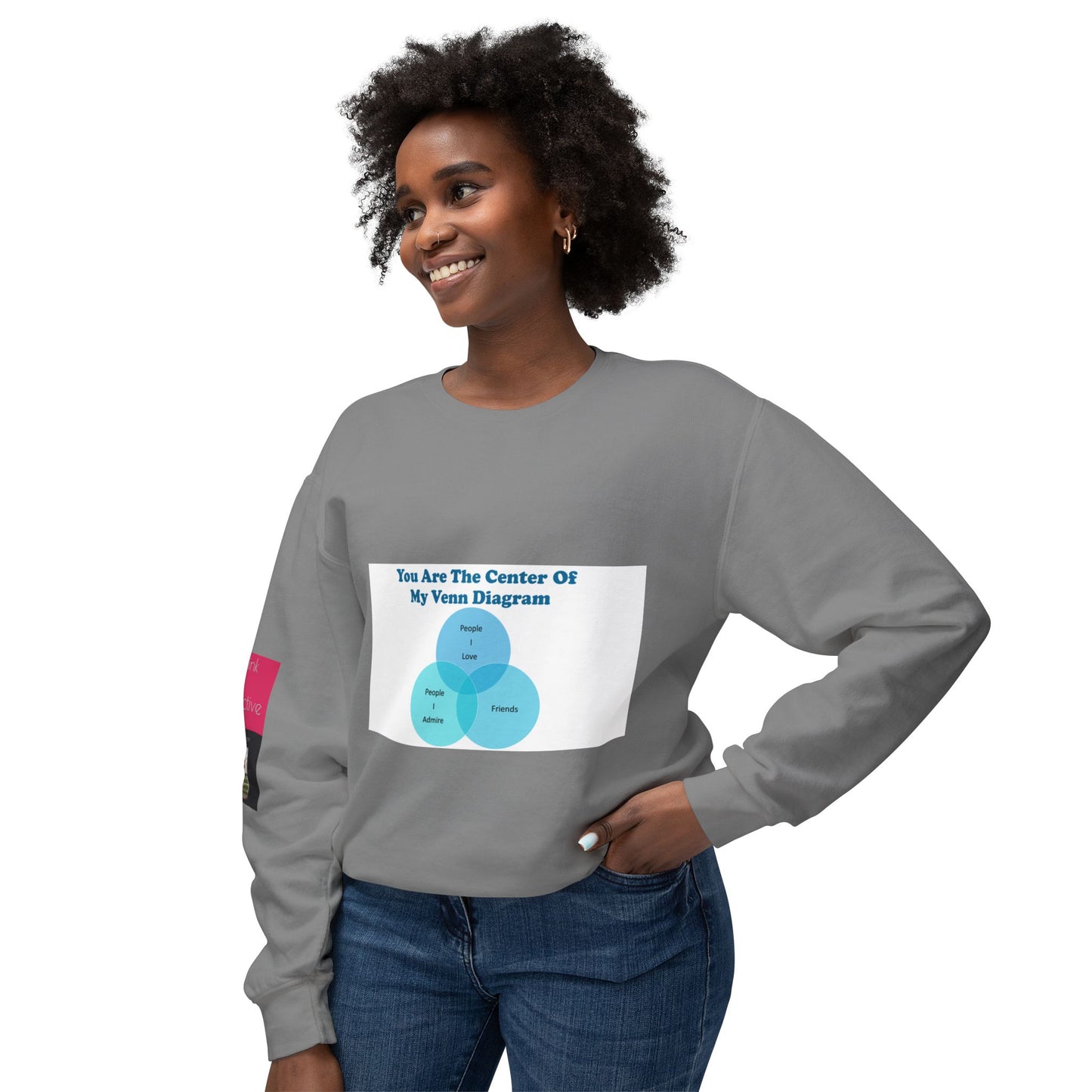 You Are The Center Of My Venn Diagram Blue Unisex Lightweight Crewneck Sweatshirt