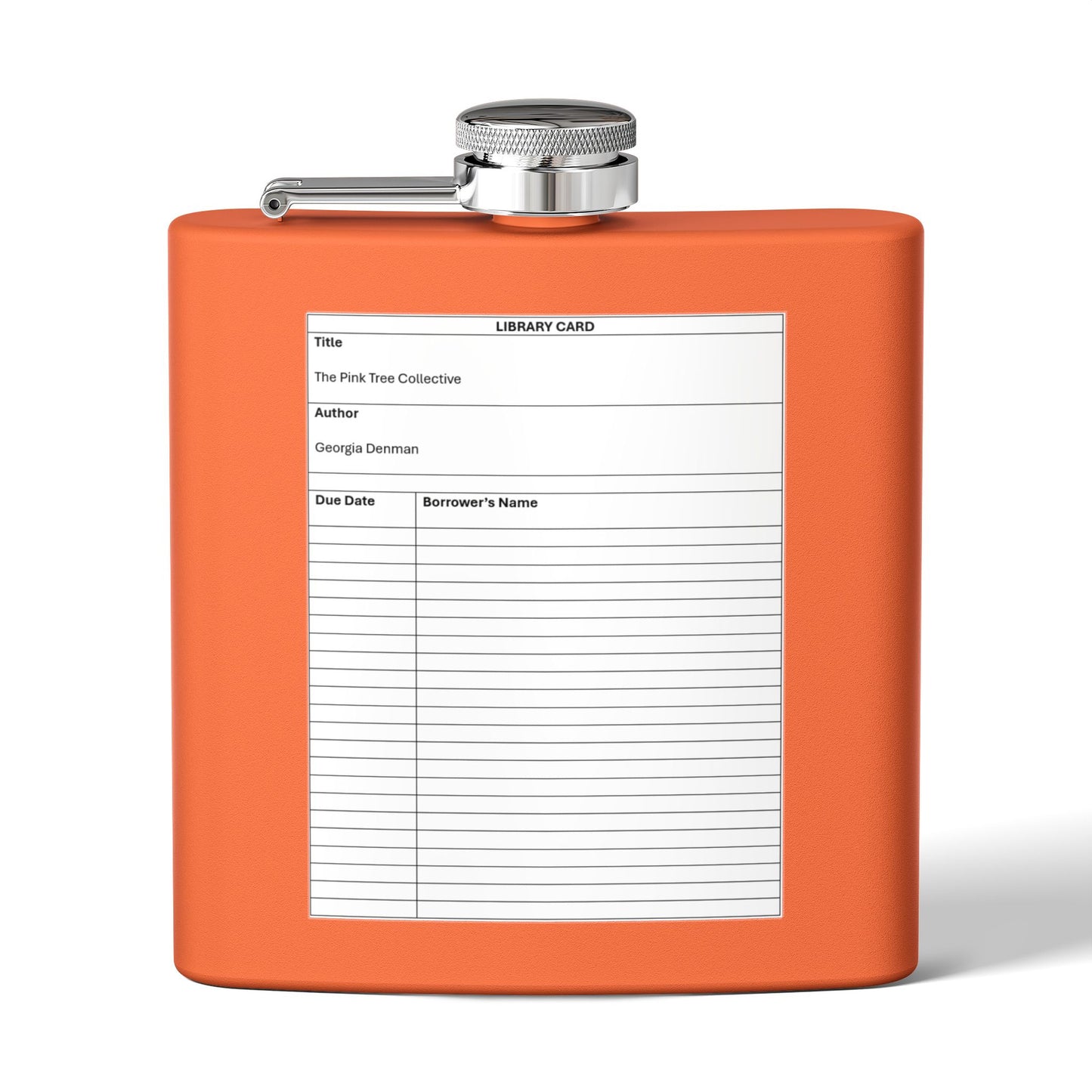 Library Card Stainless Steel Flask — 6oz Novelty Bookish Hip Flask