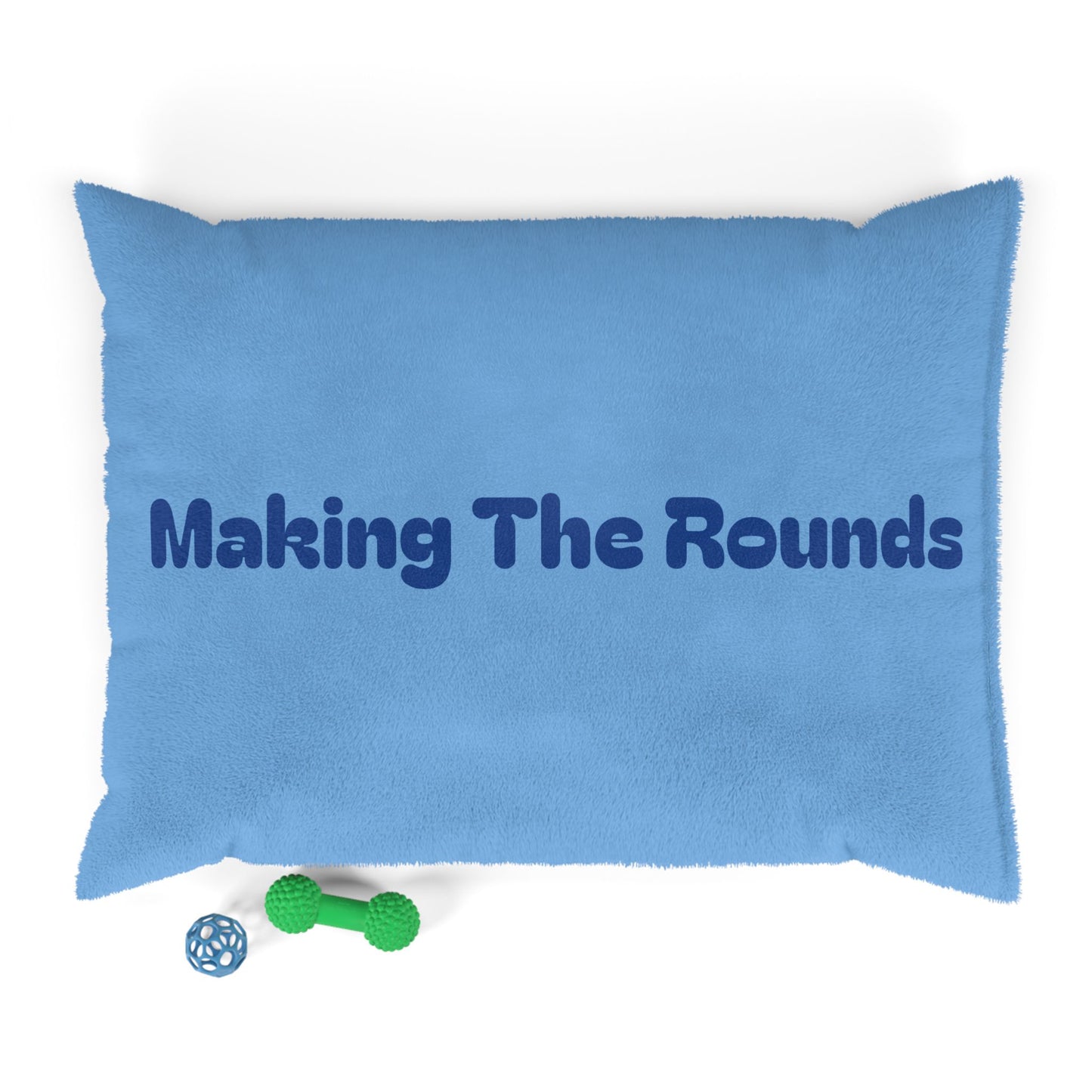 Making The Rounds Light Blue with Dark Blue Pet Bed