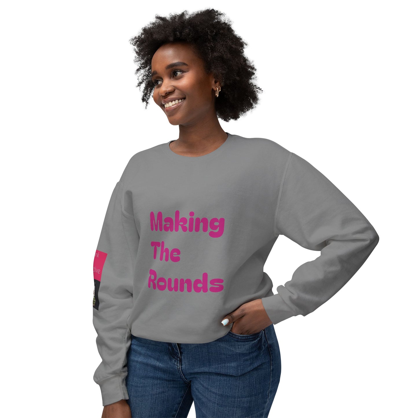 Making The Rounds Pink Unisex Lightweight Crewneck Sweatshirt