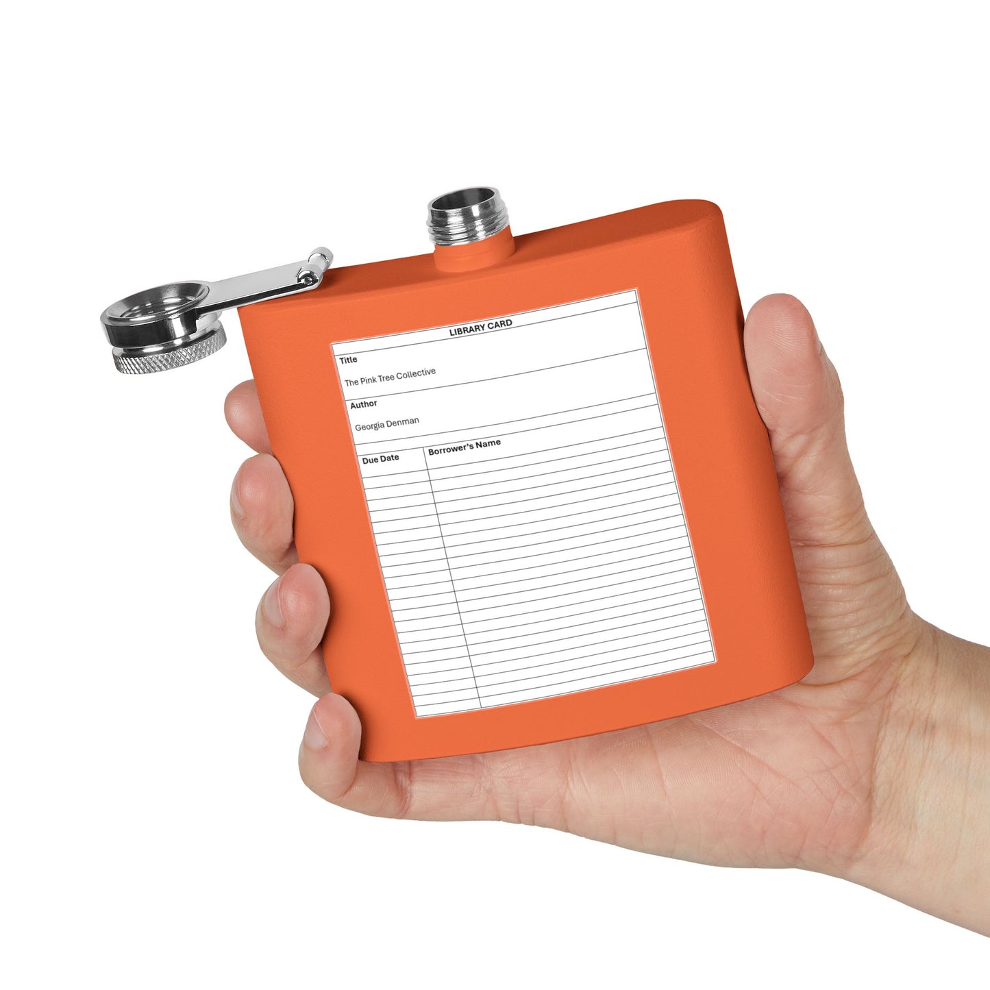 Library Card Stainless Steel Flask — 6oz Novelty Bookish Hip Flask