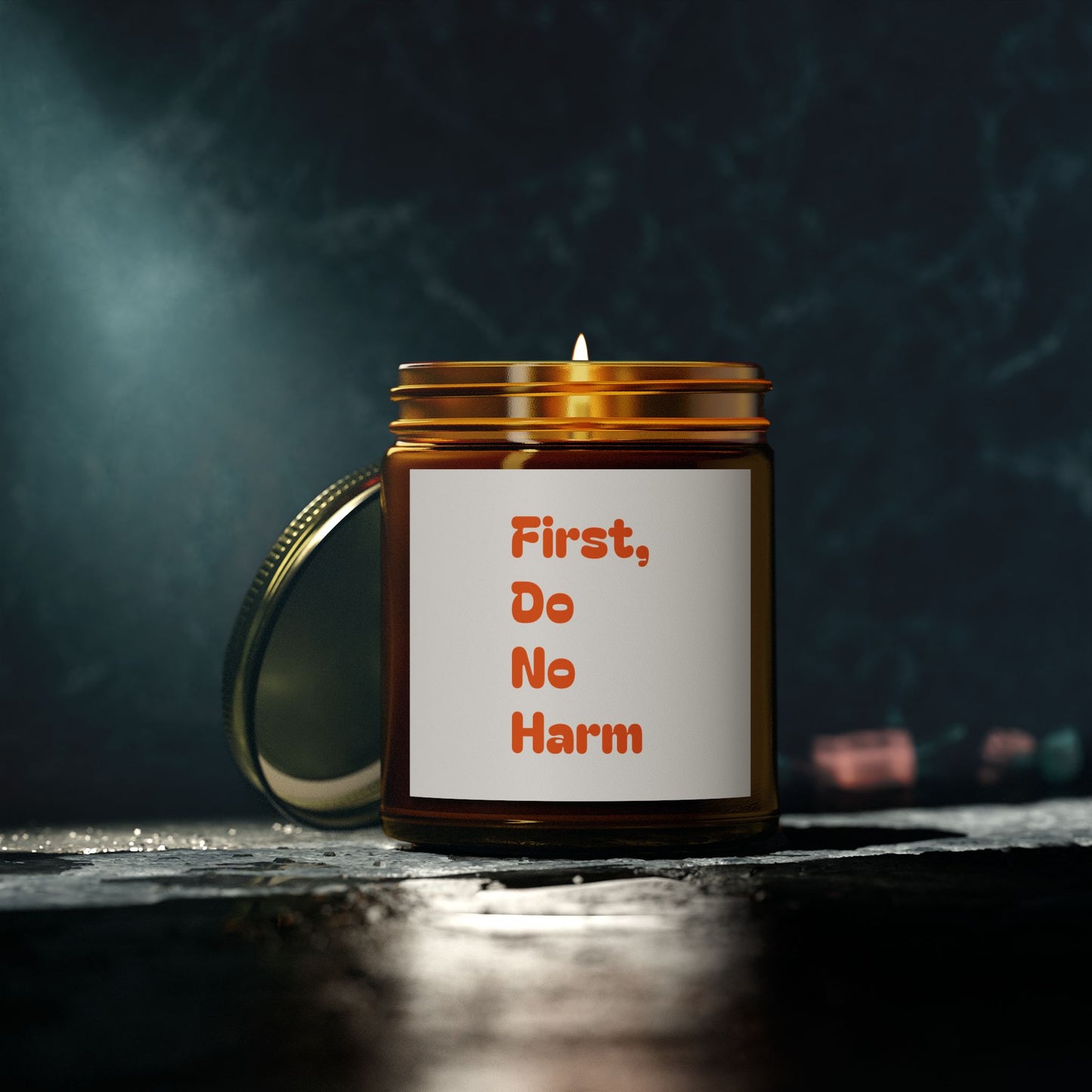 First Do No Harm Orange Scented Candles, Coconut Apricot Wax (4oz, 9oz)