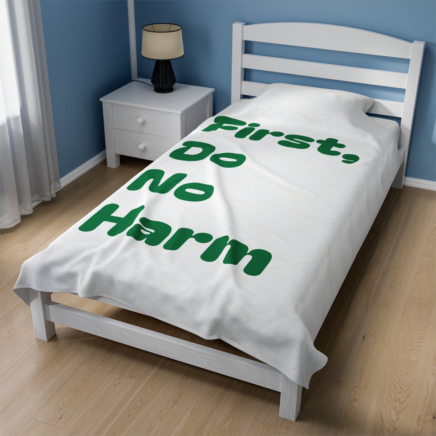 First Do No Harm Green Velveteen Plush Blanket