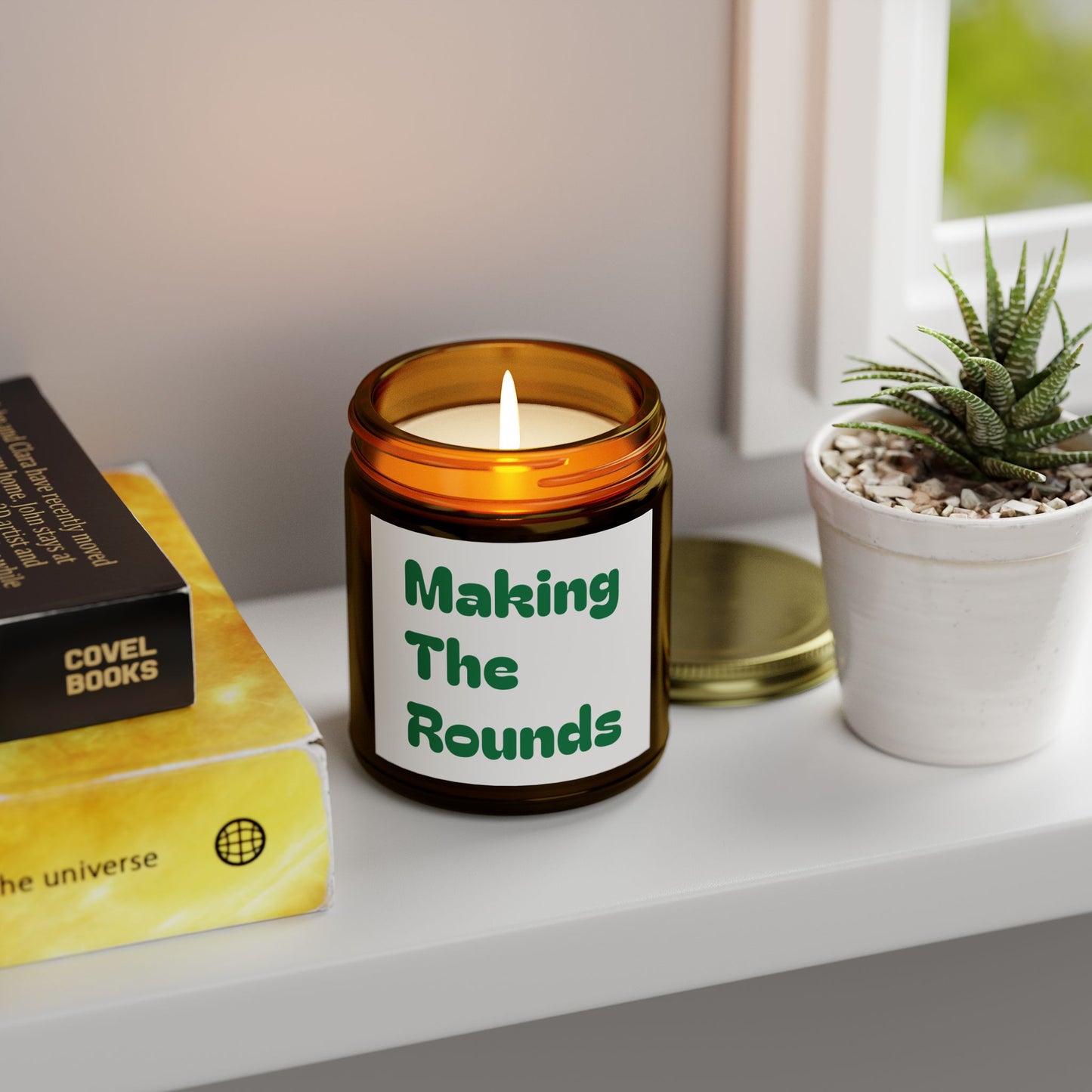 Making The Rounds Green Scented Candles, Coconut Apricot Wax (4oz, 9oz)