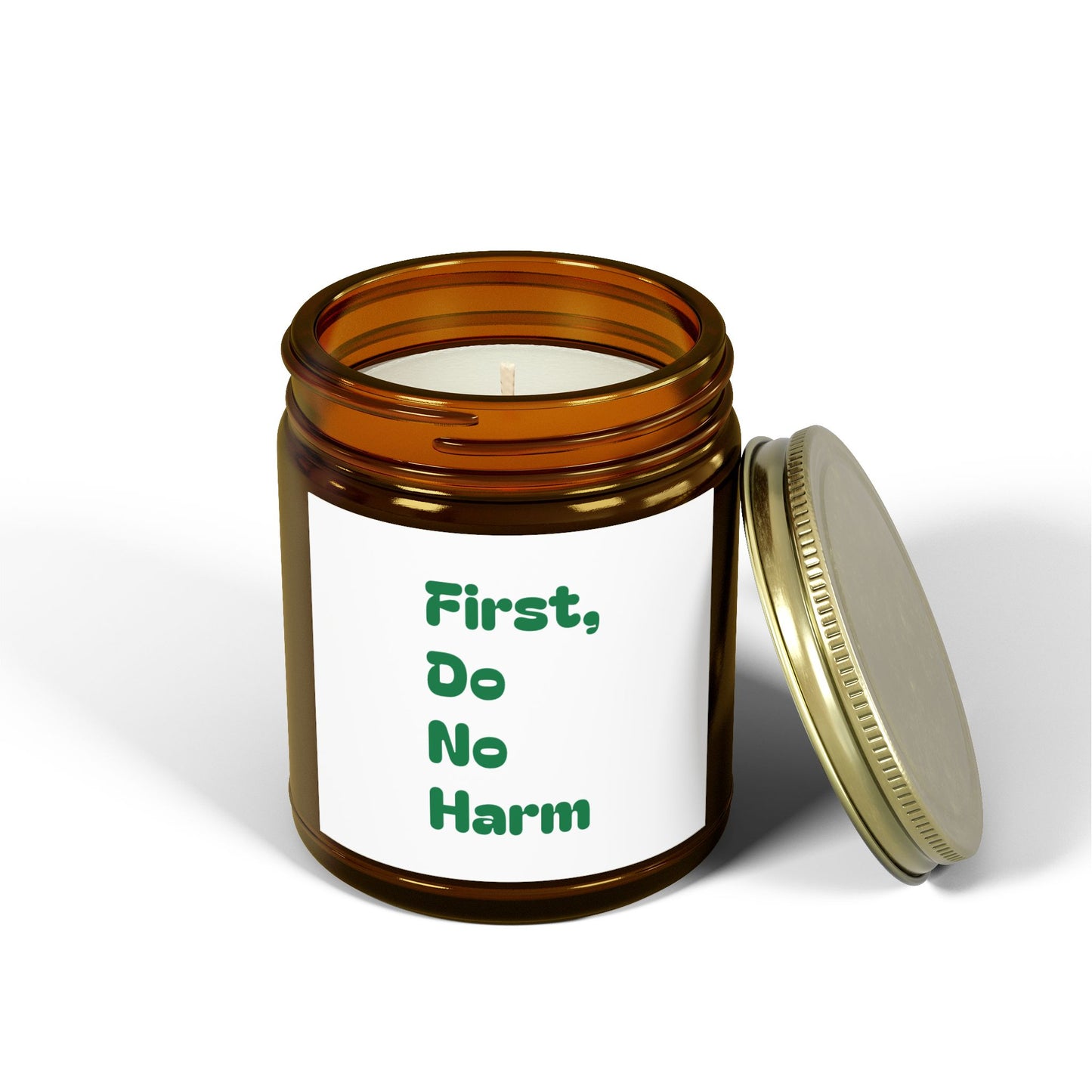 First Do No Harm Green Scented Candles, Coconut Apricot Wax (4oz, 9oz)