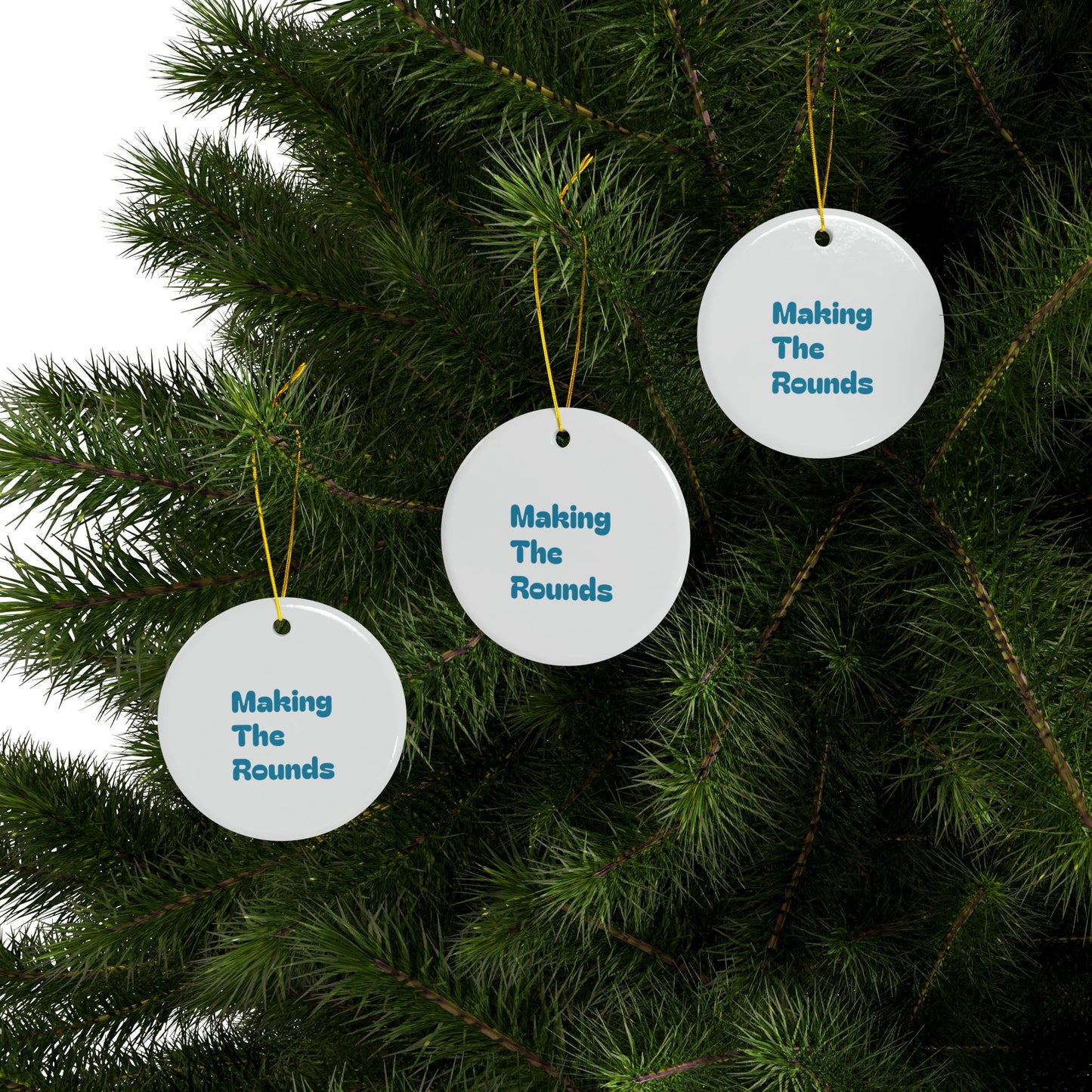 Making The Rounds Blue Ceramic Ornaments, 2-Side Print, (1pc, 3pcs, 5pcs, 10pcs)