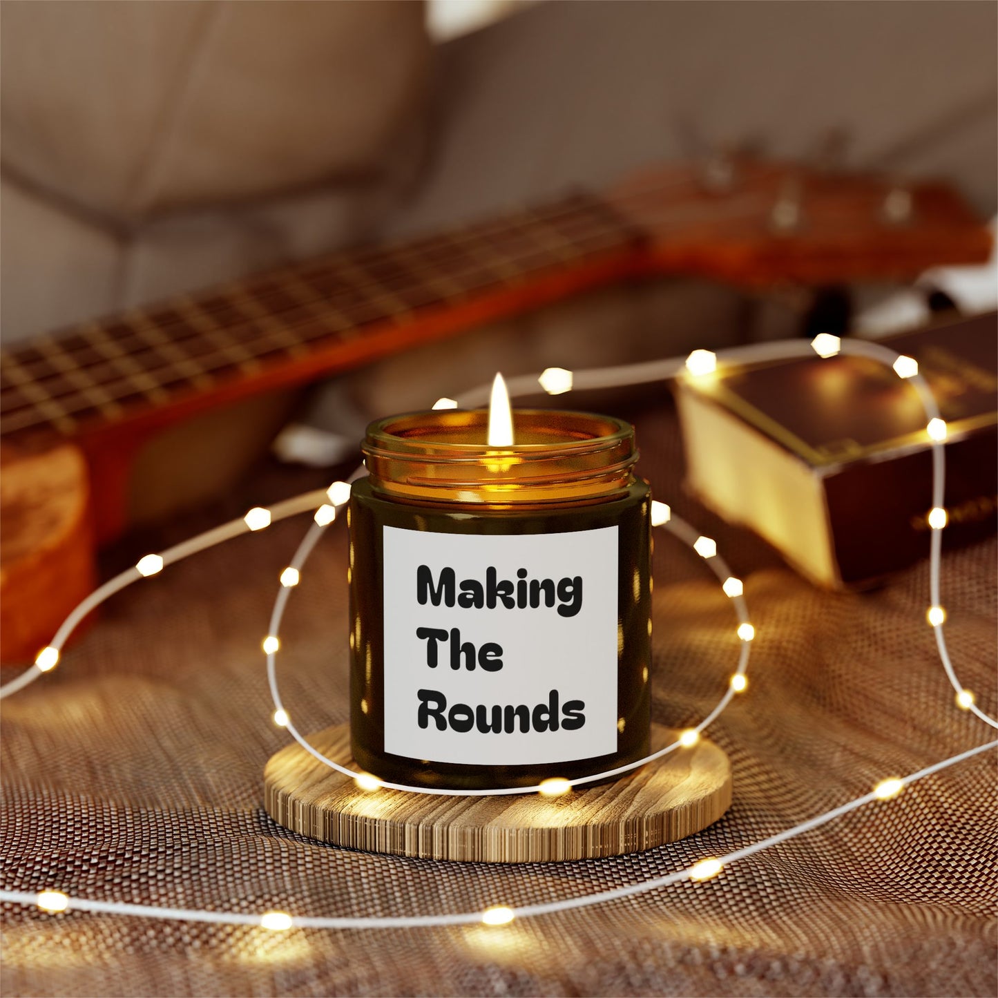 Making The Rounds Black Scented Candles, Coconut Apricot Wax (4oz, 9oz)