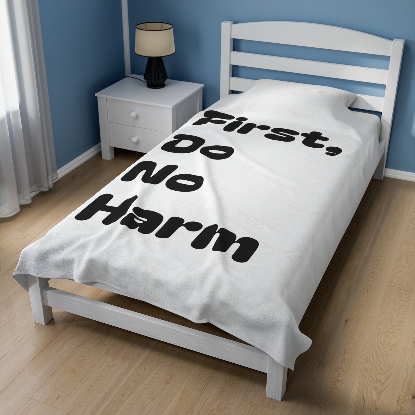 First Do No Harm Black Velveteen Plush Blanket