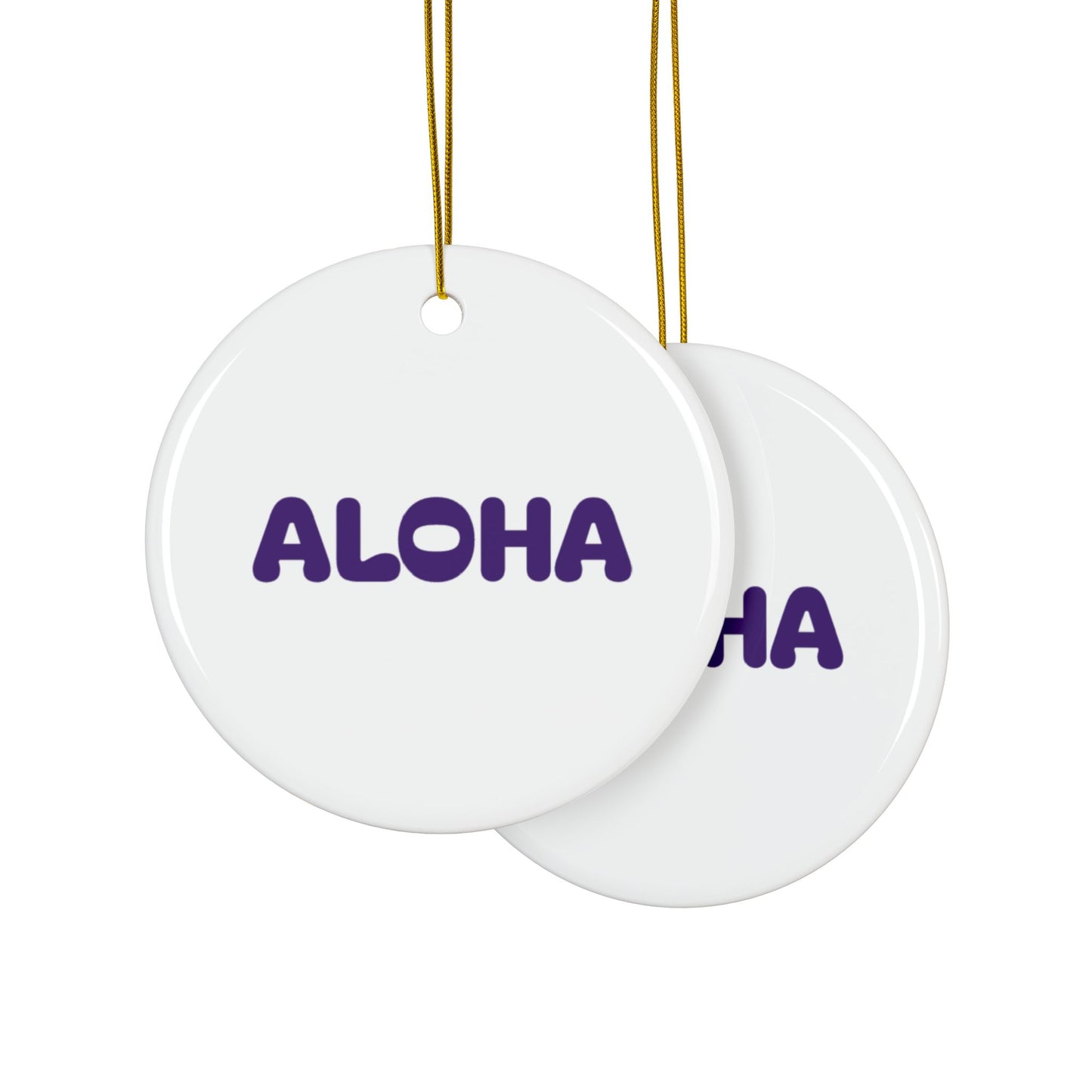 Aloha Purple Decorative Ceramic Ornaments, Double-Sided (1pc, 3pcs, 5pcs, 10pcs)