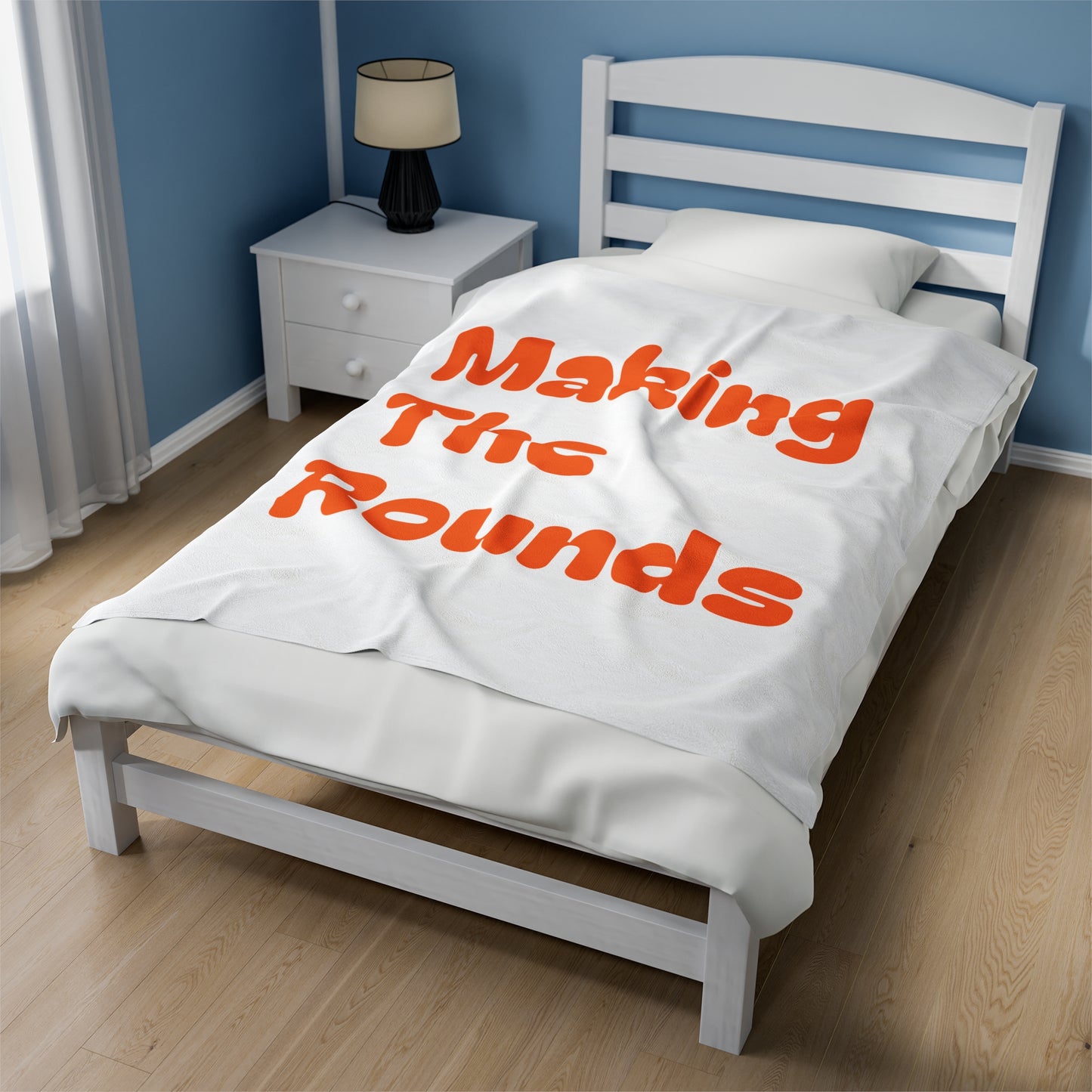 Making The Rounds Orange Velveteen Plush Blanket