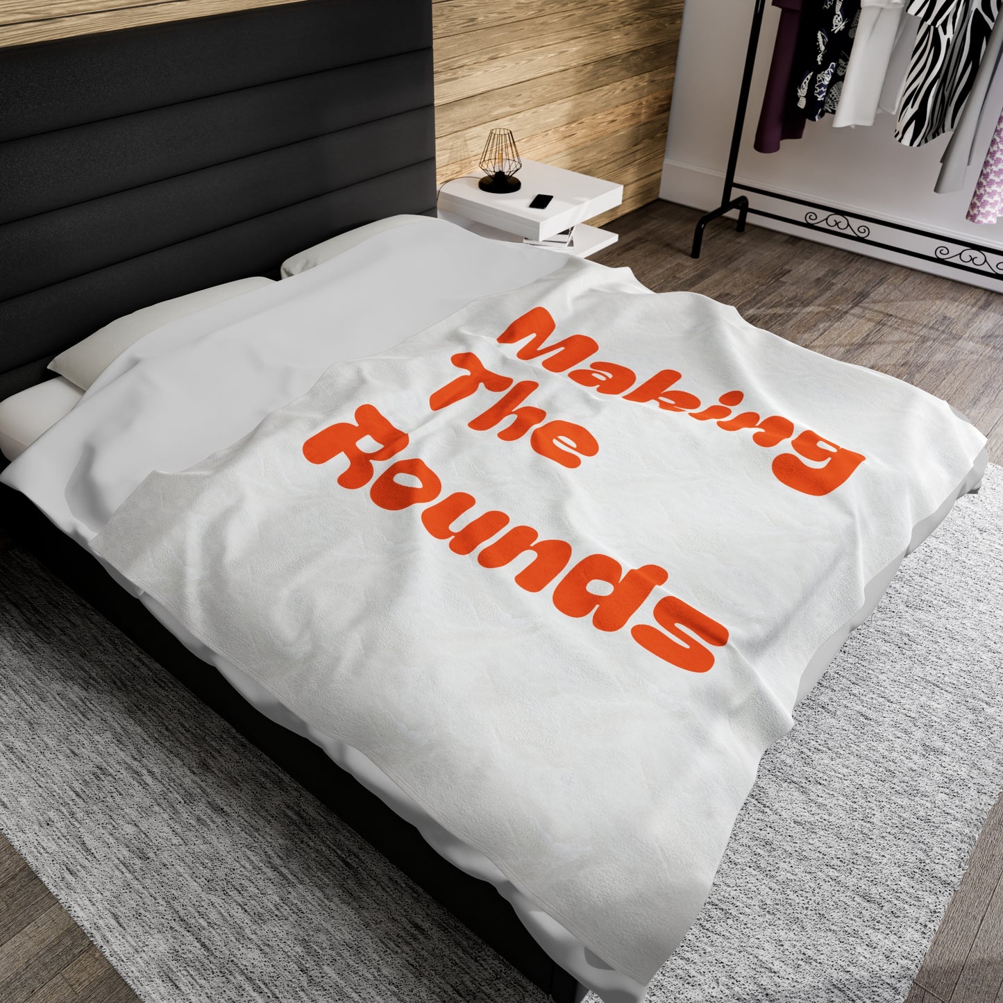 Making The Rounds Orange Velveteen Plush Blanket